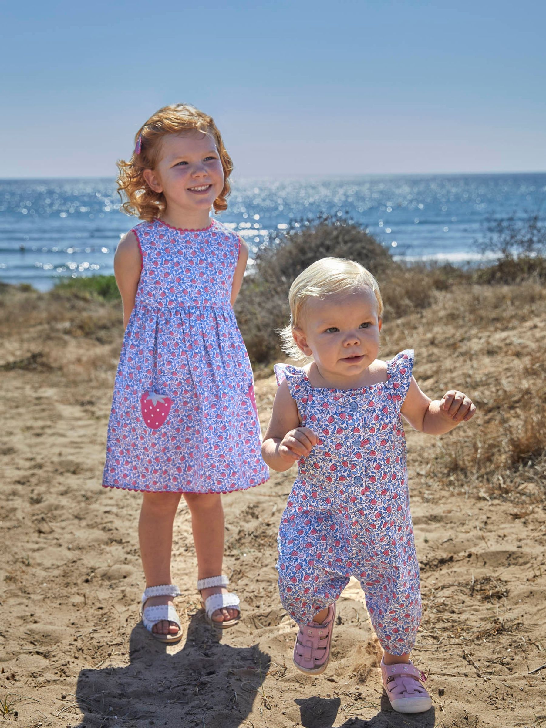 Blue Strawberry Bloom Print & Strawberry Pockets Summer Dress - Image 4 of 7