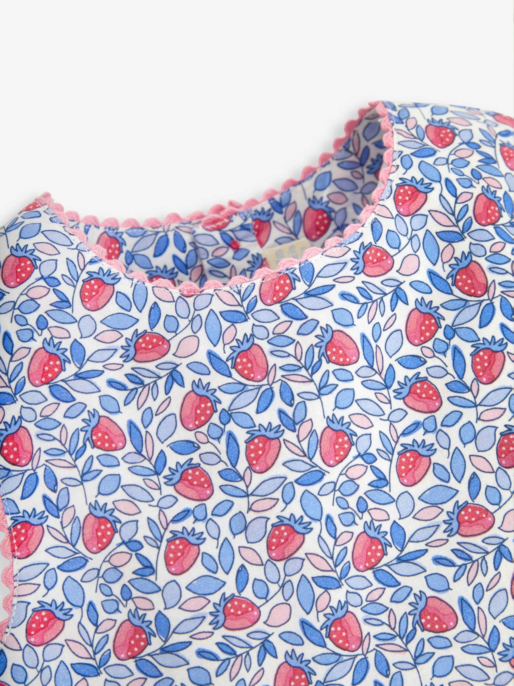Blue Strawberry Bloom Print & Strawberry Pockets Summer Dress - Image 6 of 7