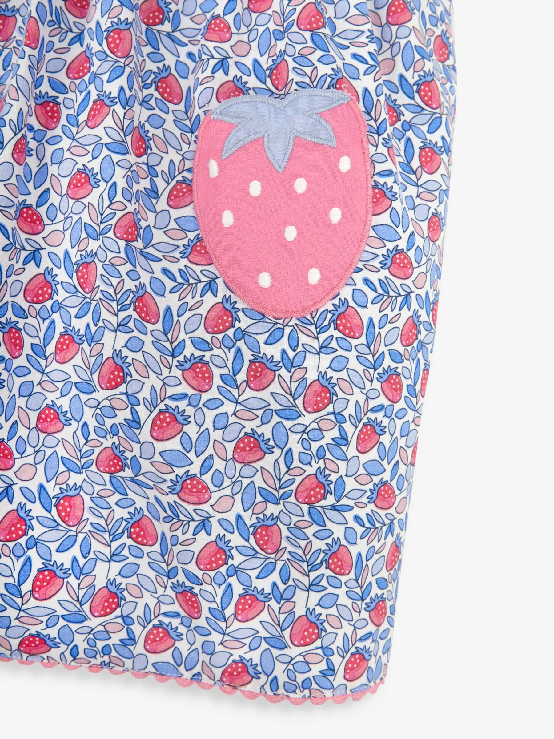 Blue Strawberry Bloom Print & Strawberry Pockets Summer Dress - Image 7 of 7