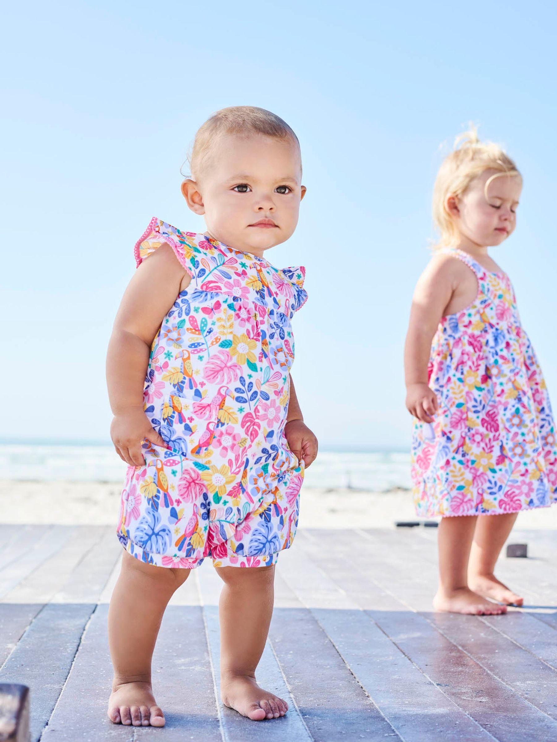 White Tropical Print Baby Sunsuit - Image 1 of 5