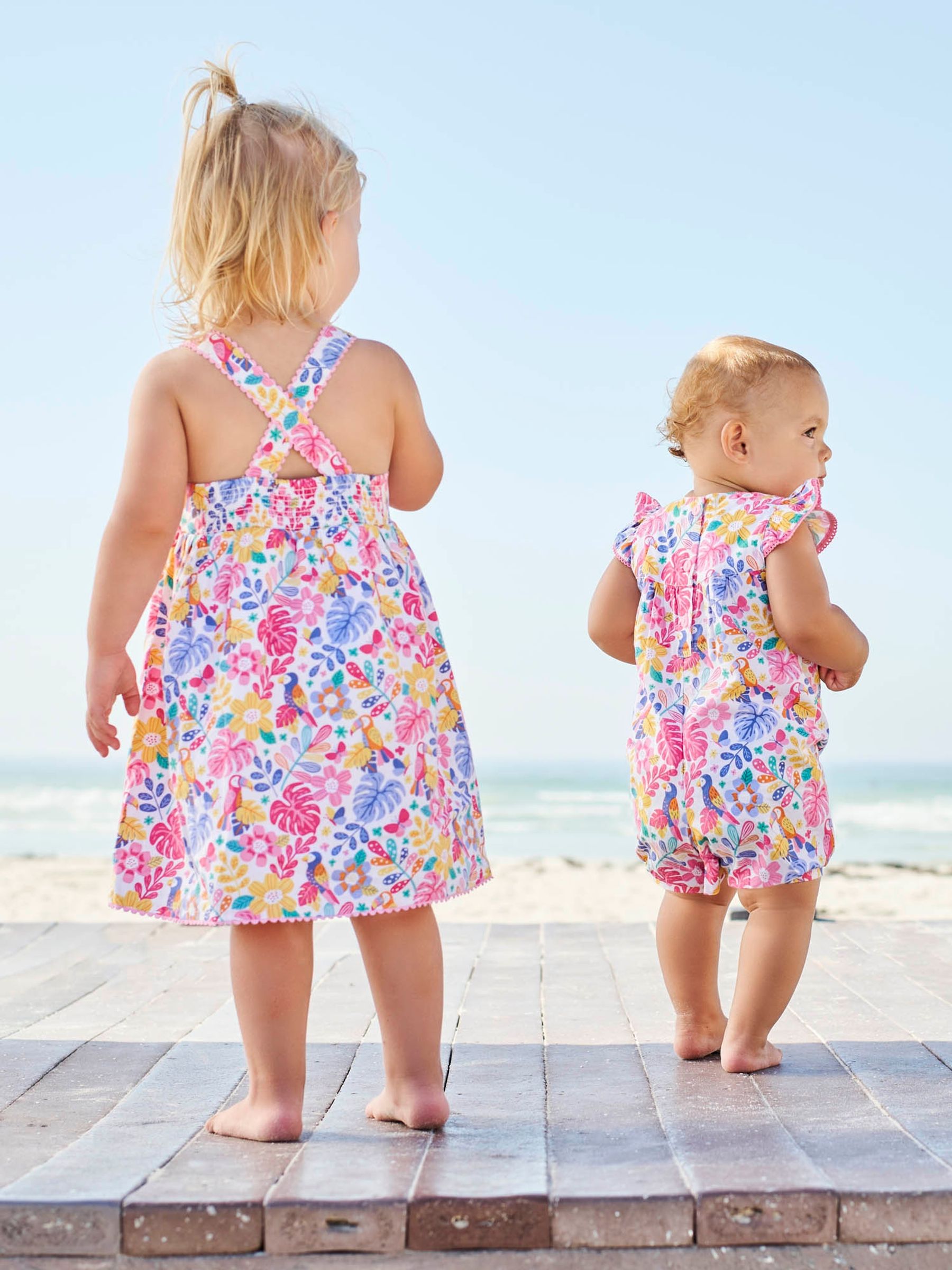 White Tropical Print Baby Sunsuit - Image 2 of 5