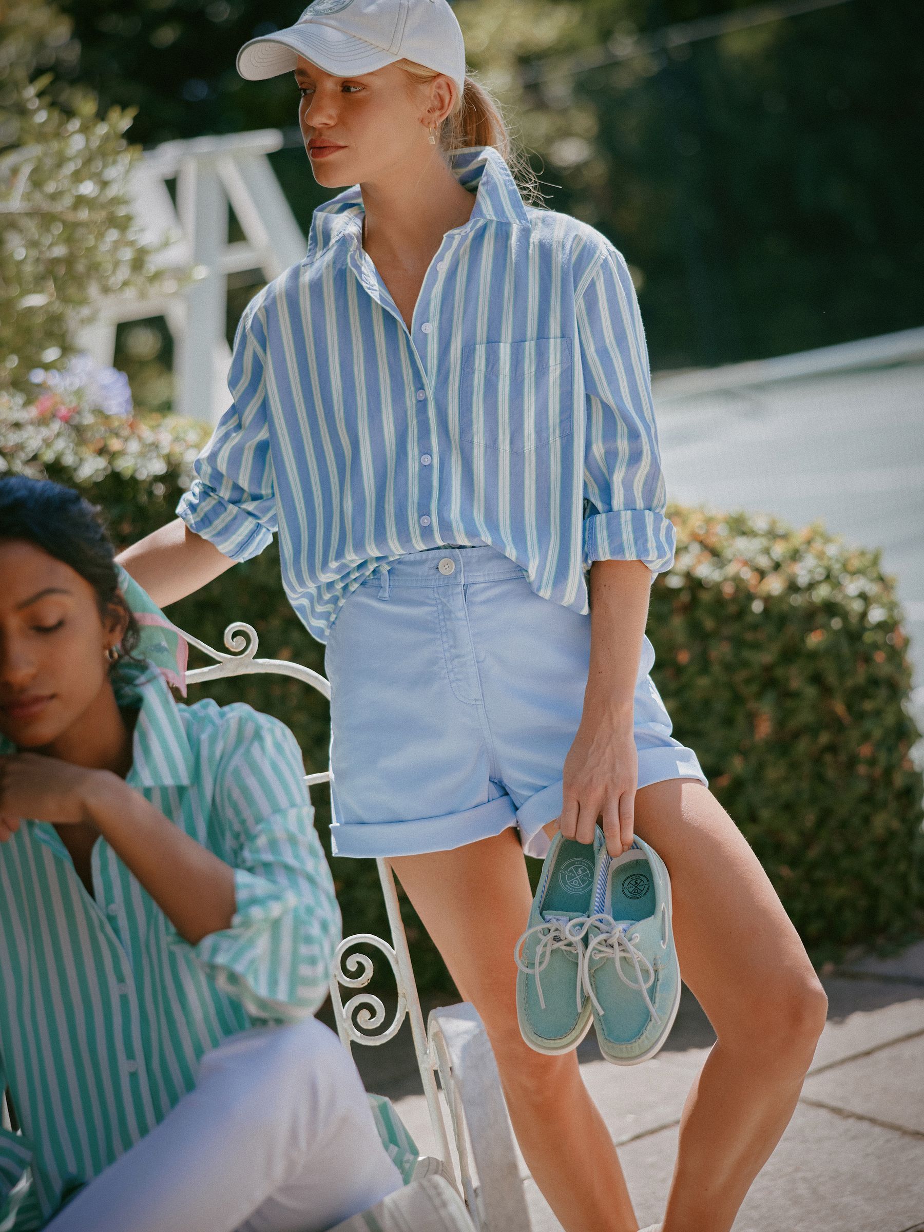 Amilla Blue/White Cotton Shirt - Image 6 of 7