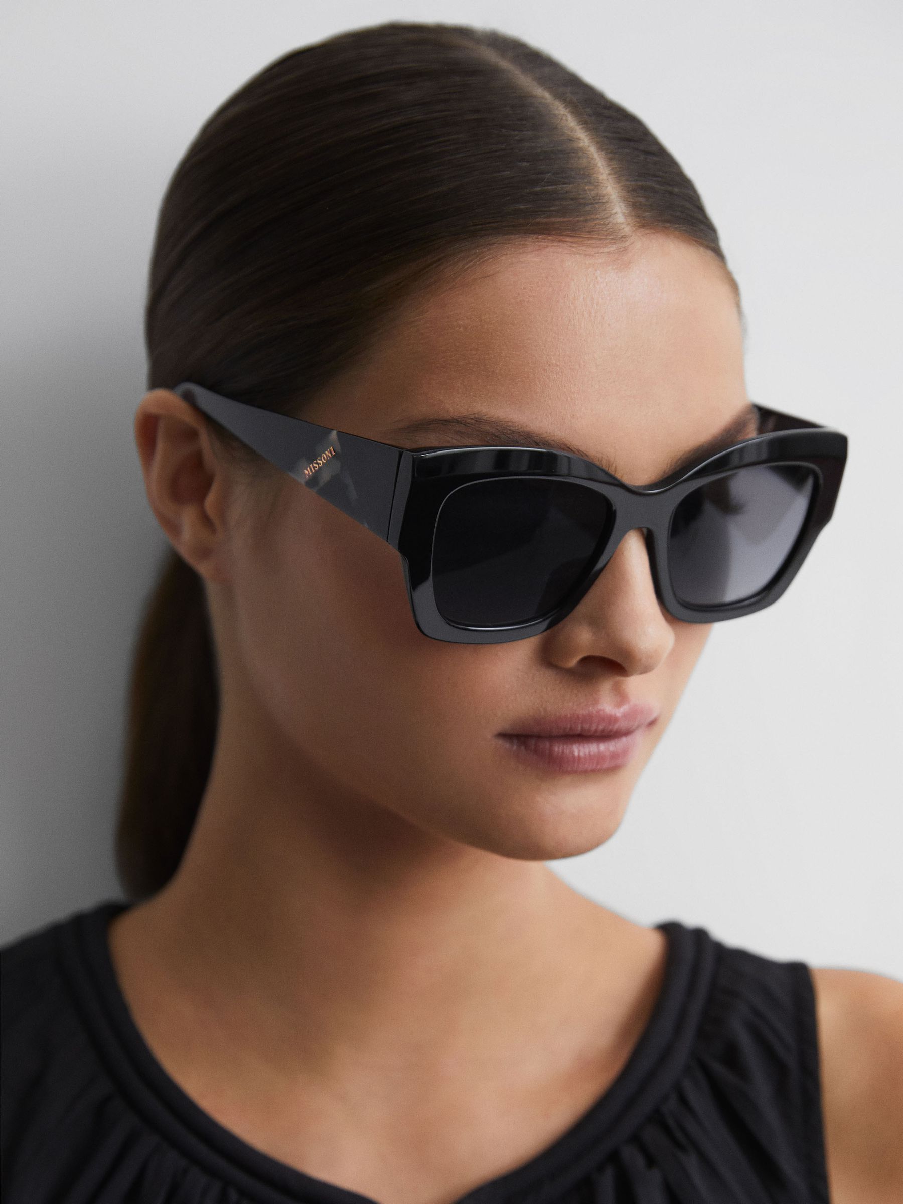 Missoni Eyewear Round Black Sunglasses in Black - Image 1 of 4