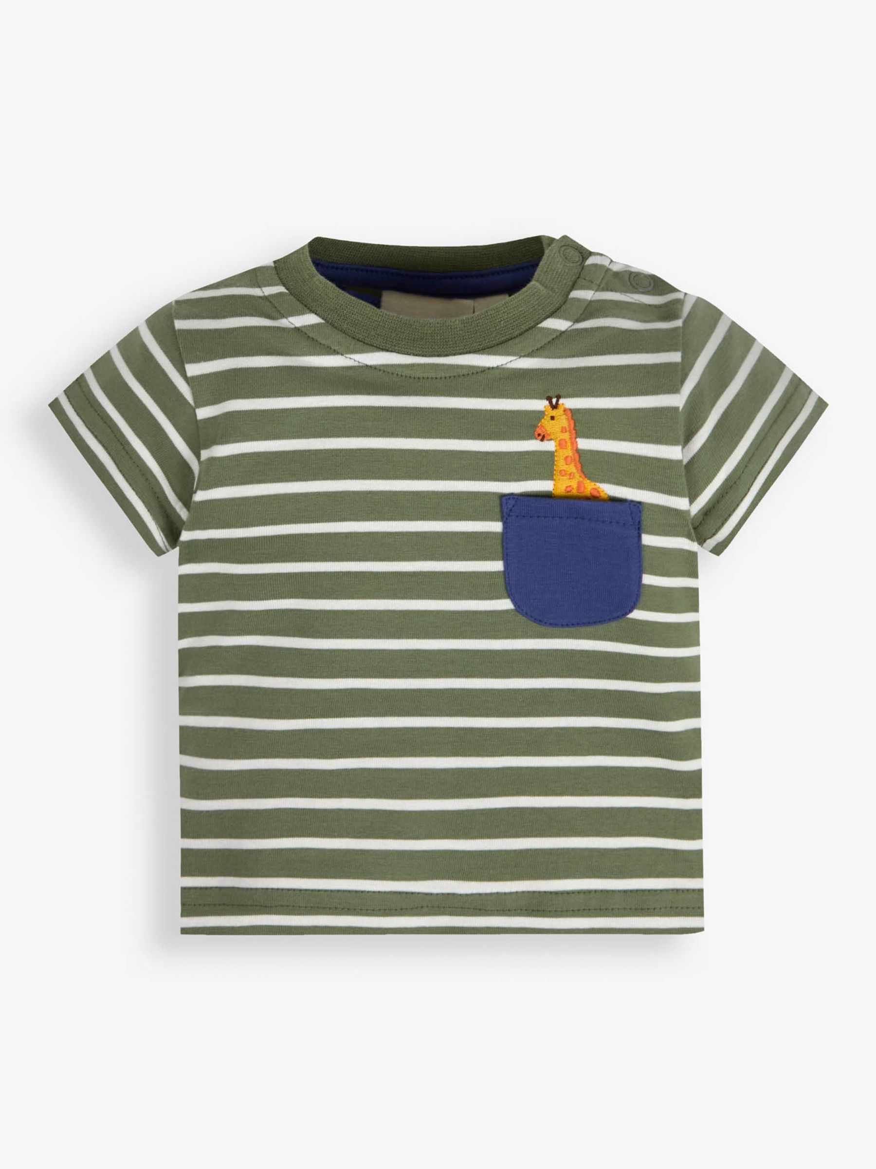 Khaki 2-Piece Khaki Stripe Giraffe Pocket T-Shirt & Shorts Set - Image 3 of 6