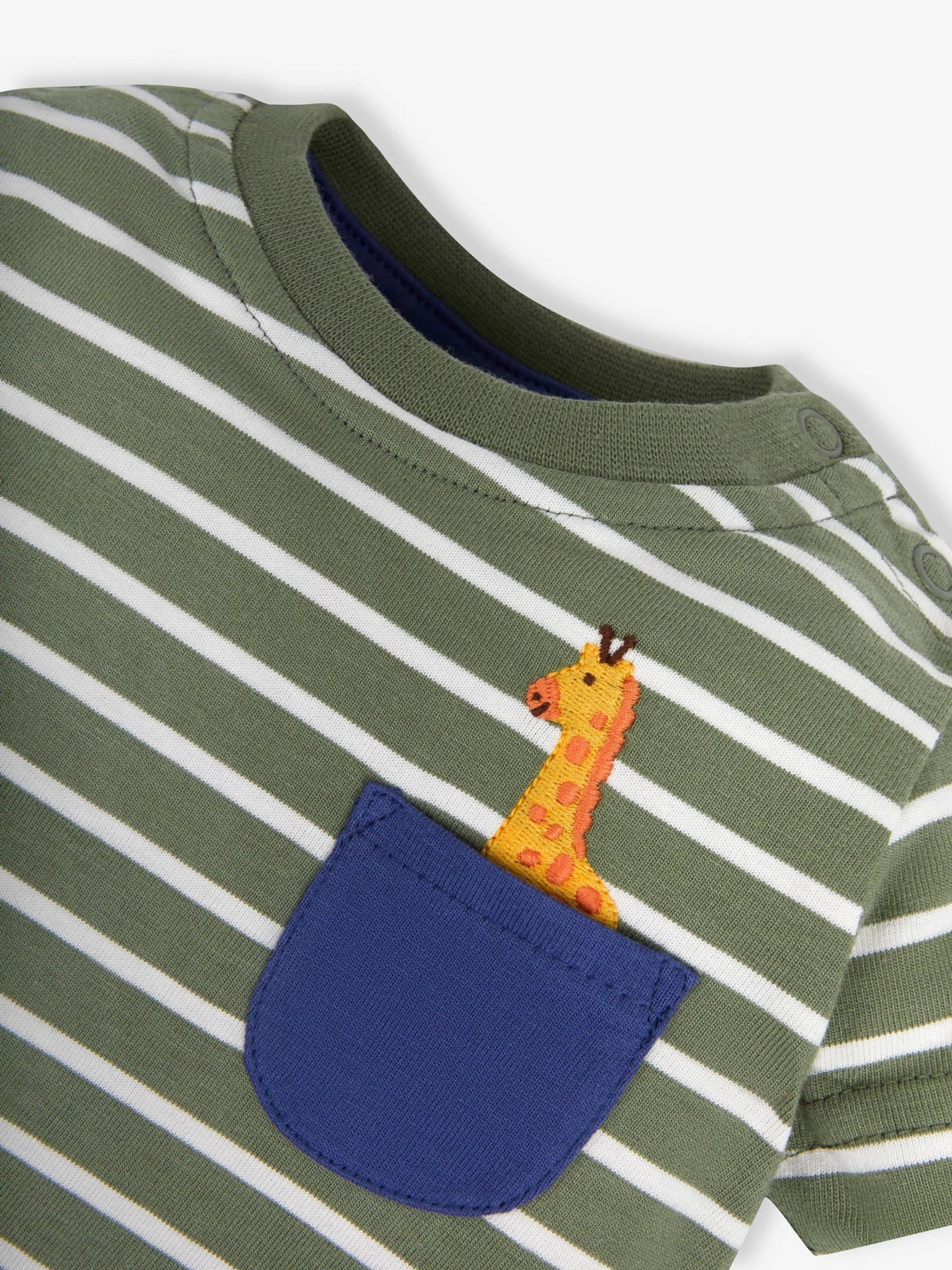 Khaki 2-Piece Khaki Stripe Giraffe Pocket T-Shirt & Shorts Set - Image 5 of 6