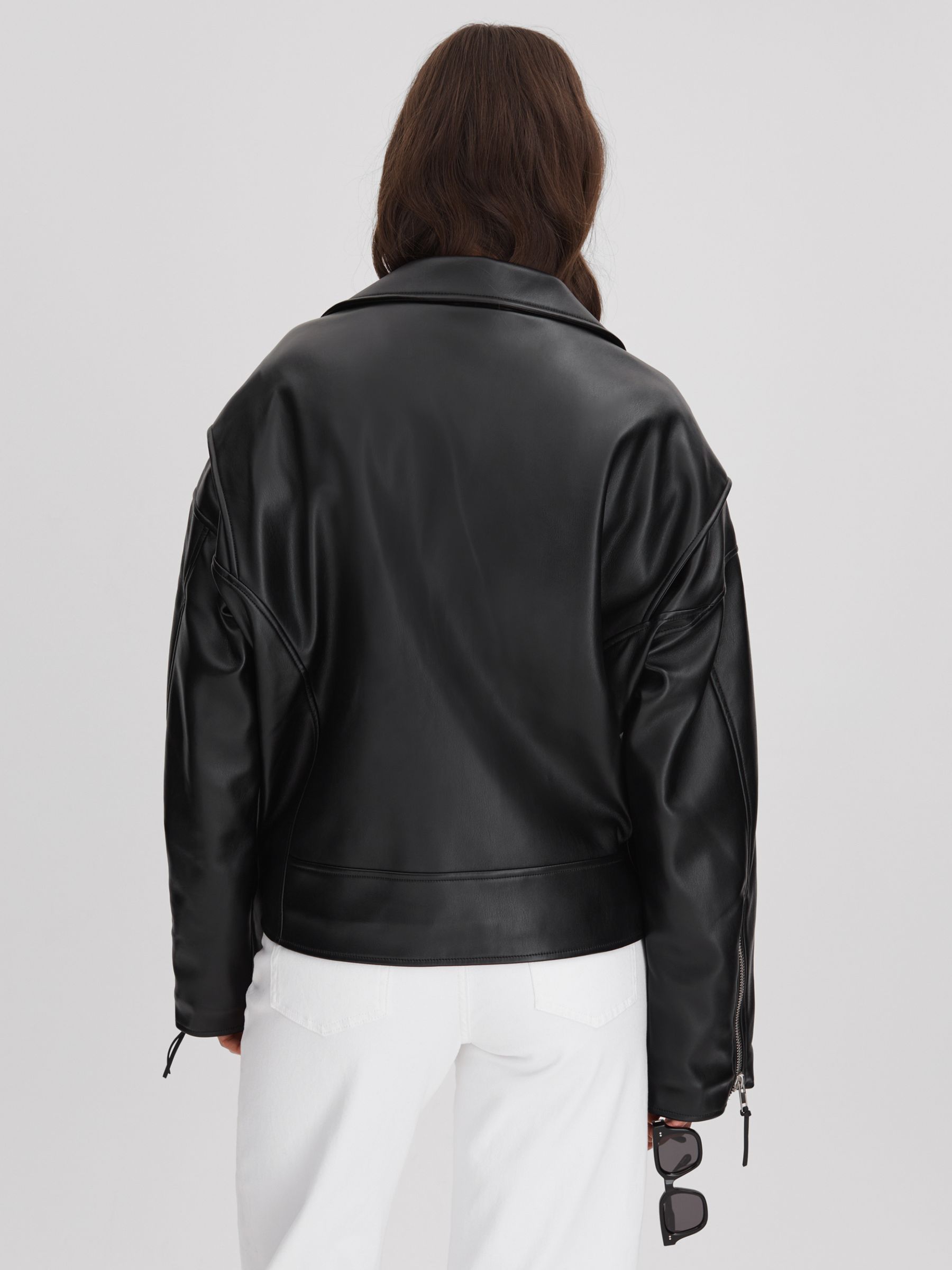 Good American Oversized Faux Leather Jacket in Black - Image 4 of 6