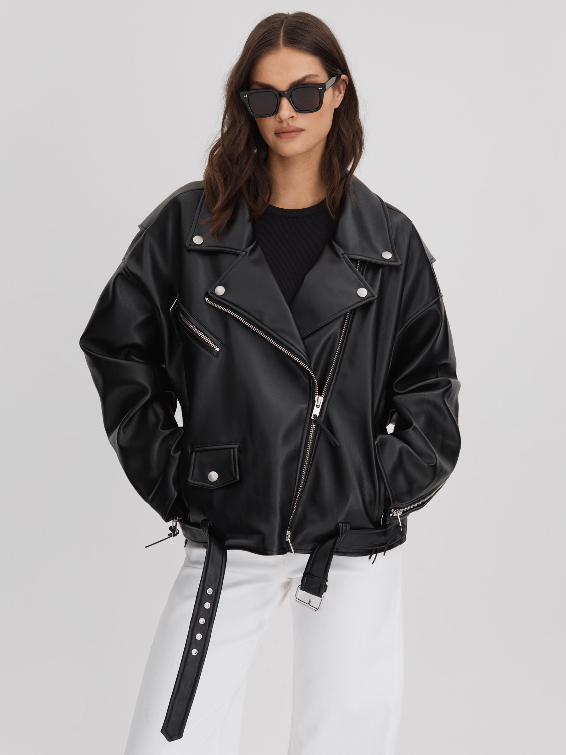 Good American Oversized Faux Leather Jacket in Black - Image 5 of 6