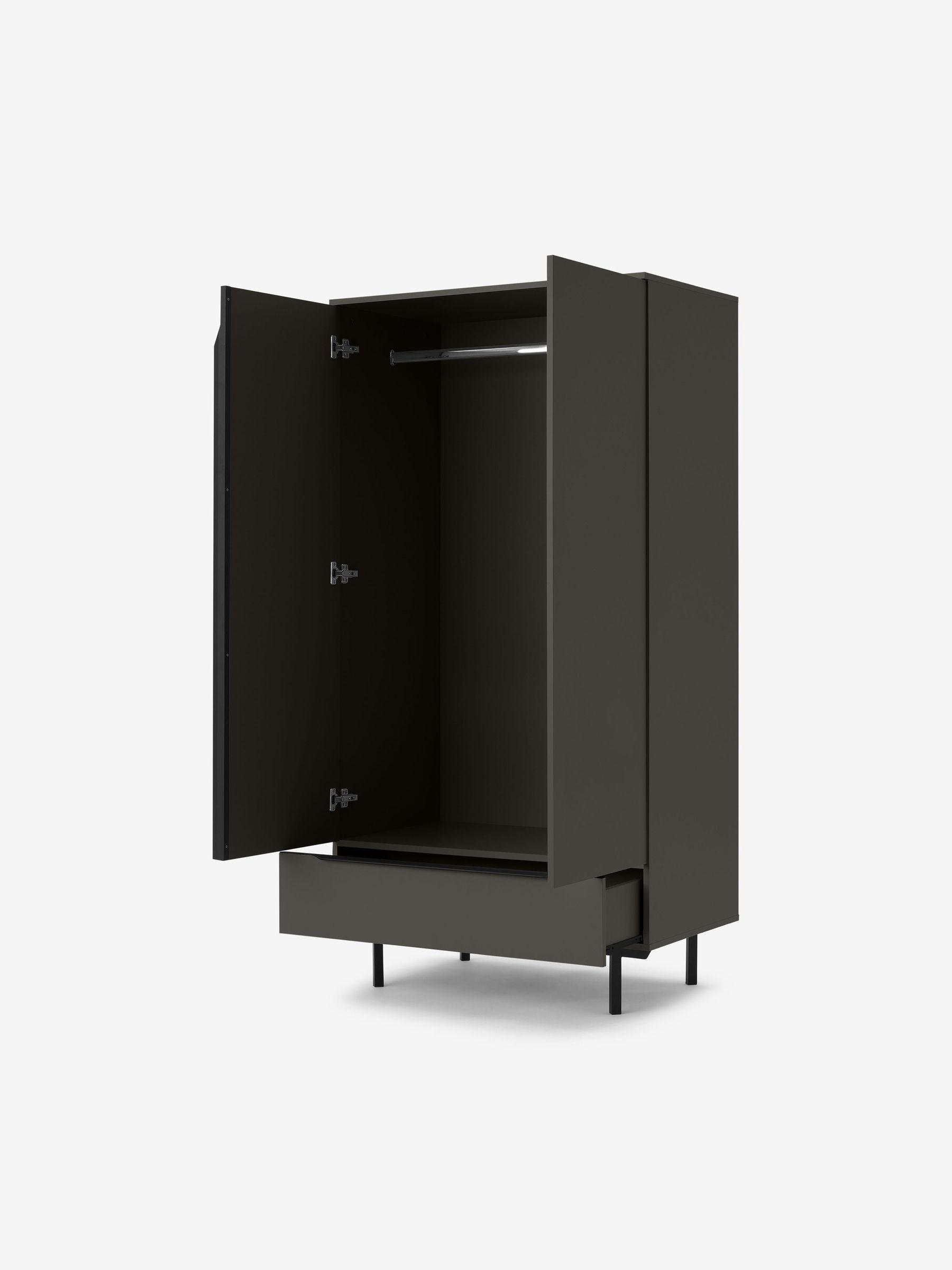 Damien Double, 1 Drawer Wardrobe in Graphite Grey - Image 2 of 3
