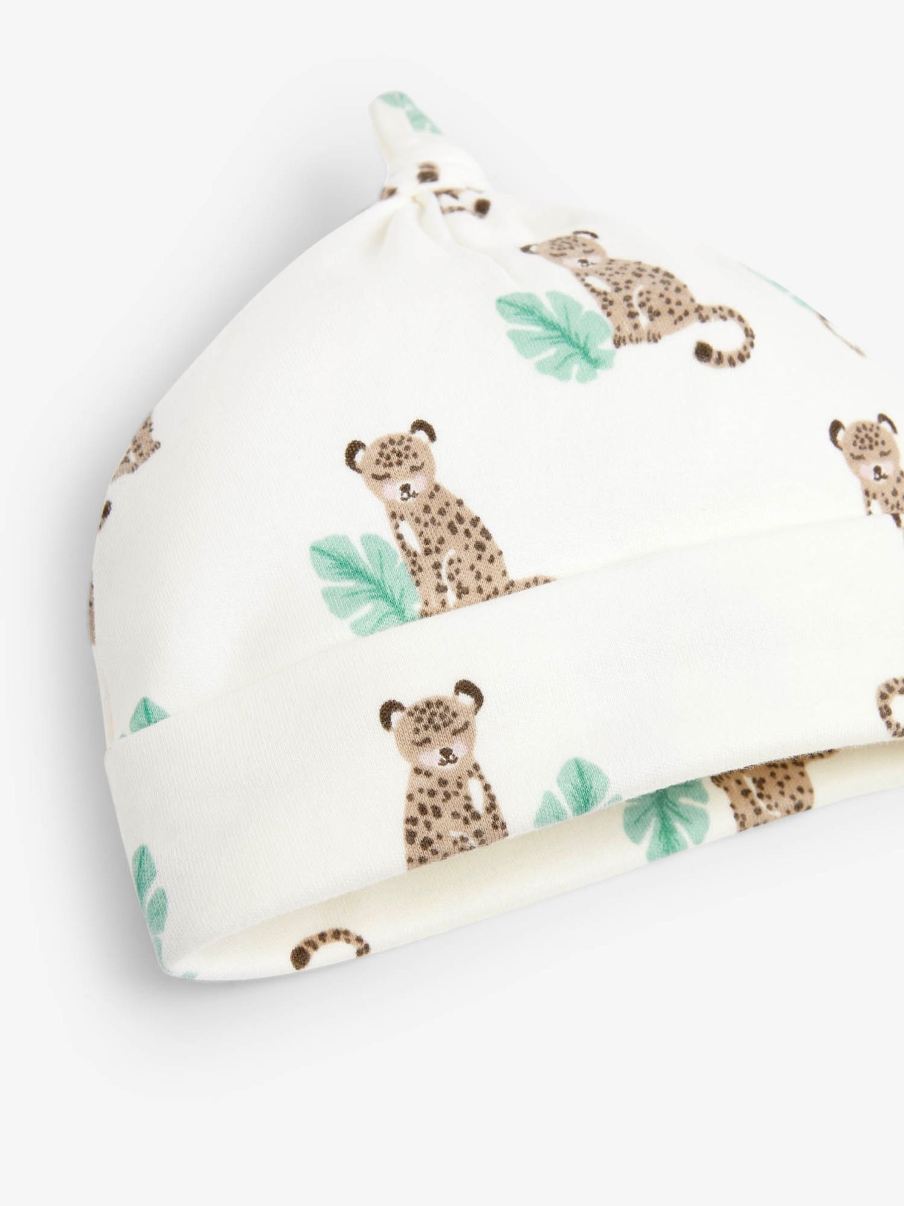 Ecru Leopard Print Cotton Baby Hat - Image 2 of 2