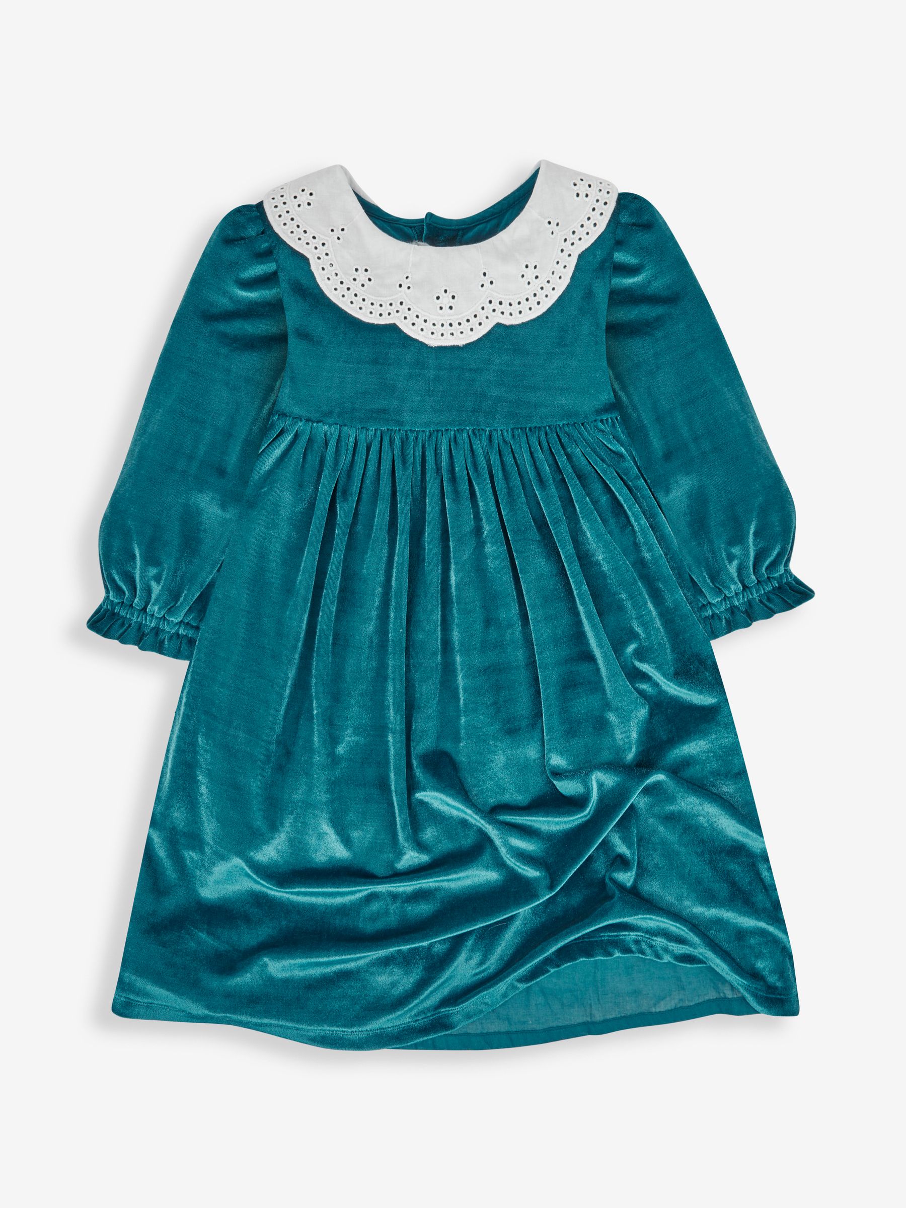 Teal Girls' Velour Party Dress With Scallop Collar - Image 1 of 3