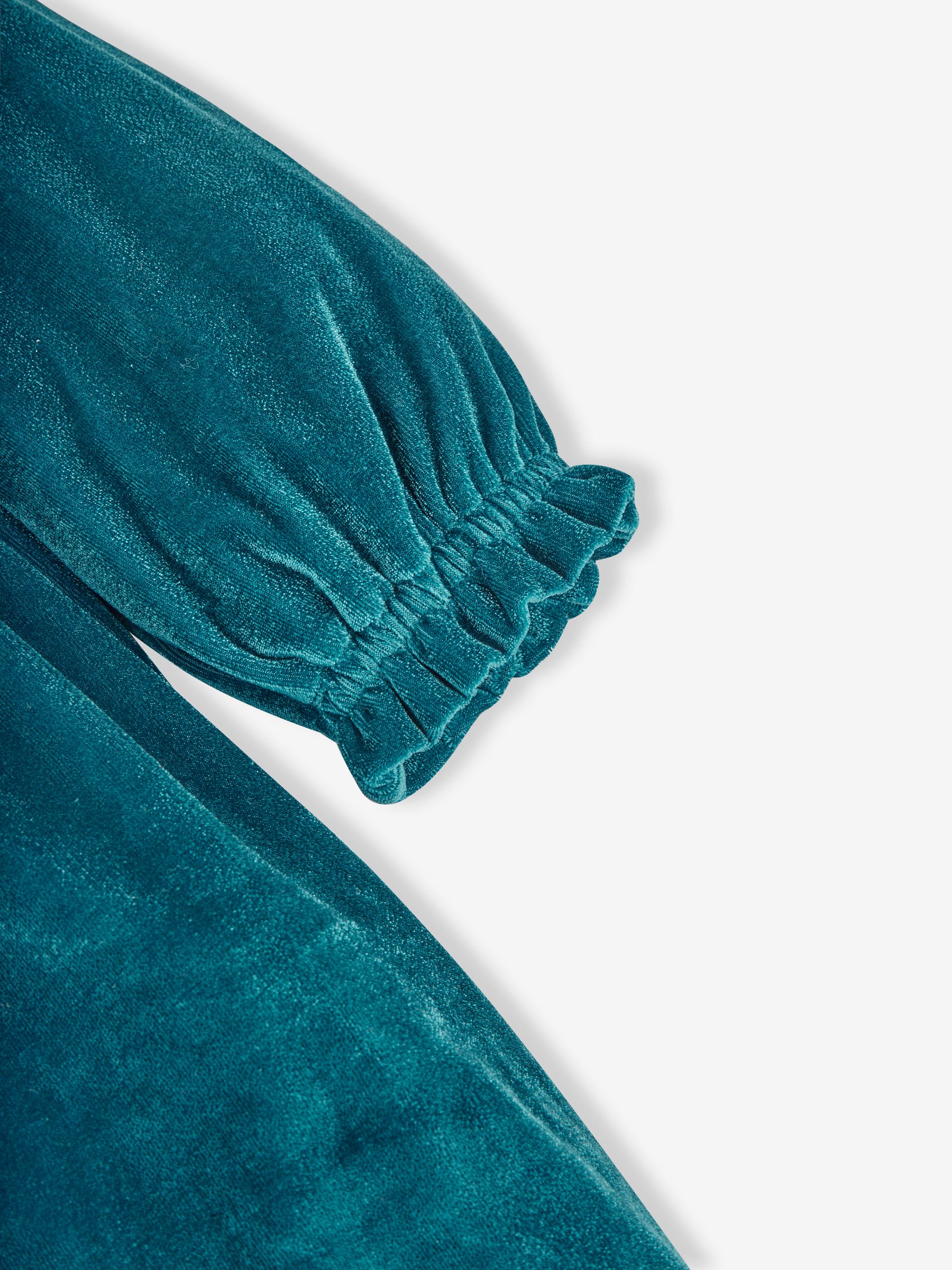 Teal Girls' Velour Party Dress With Scallop Collar - Image 3 of 3