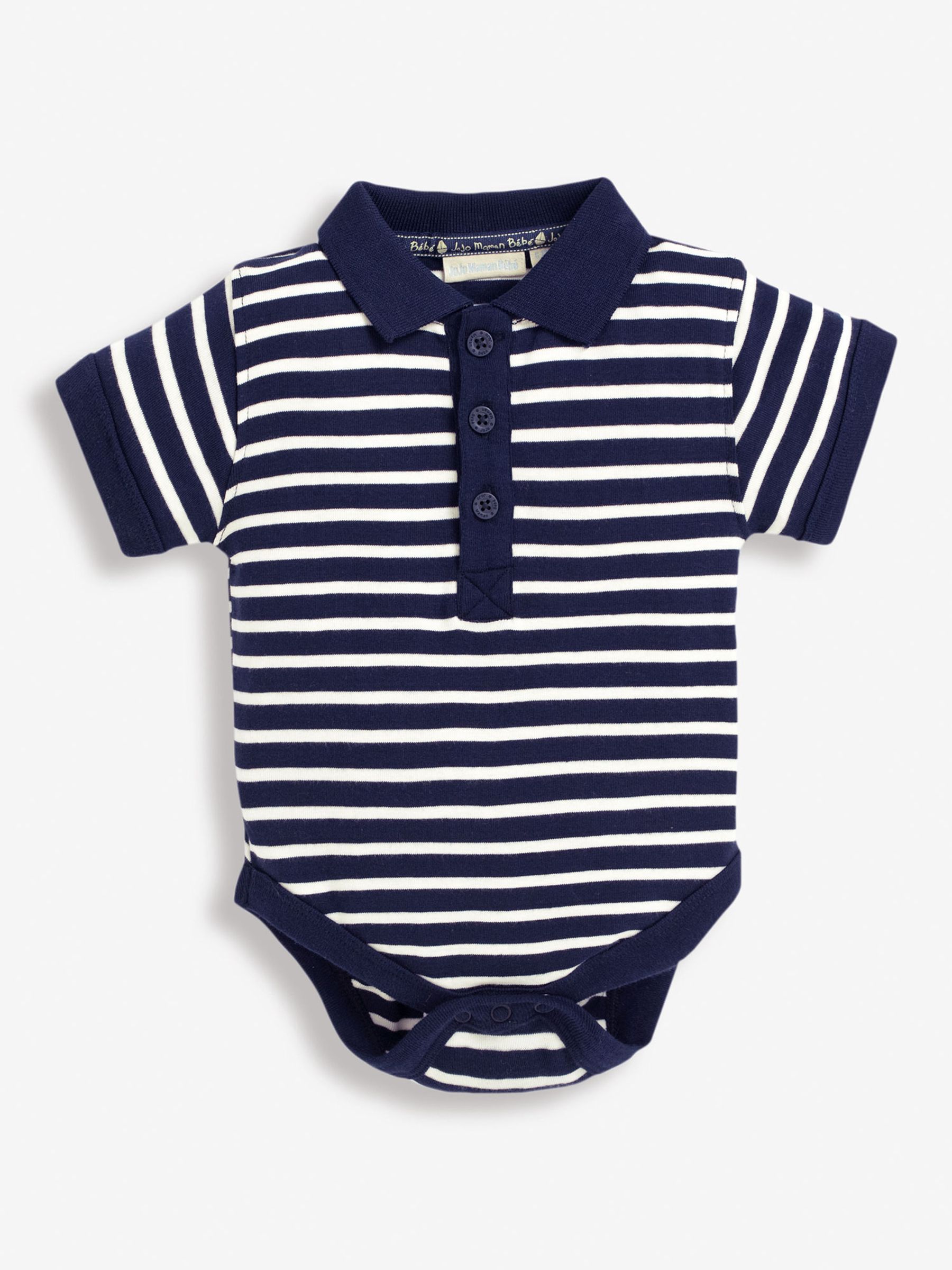 Navy Ecru Stripe Polo Shirt Baby Bodysuit - Image 1 of 1