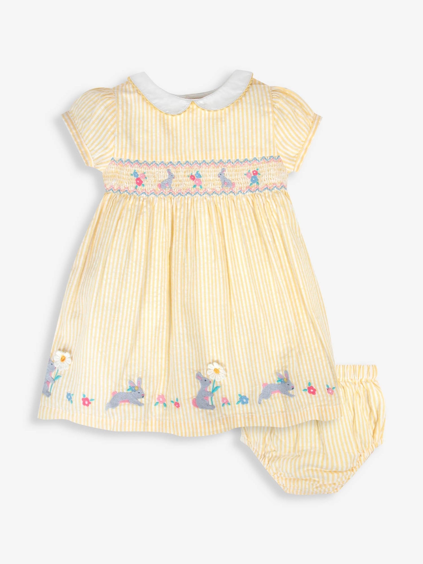 Yellow Bunny Appliqué Smocked Dress - Image 2 of 6