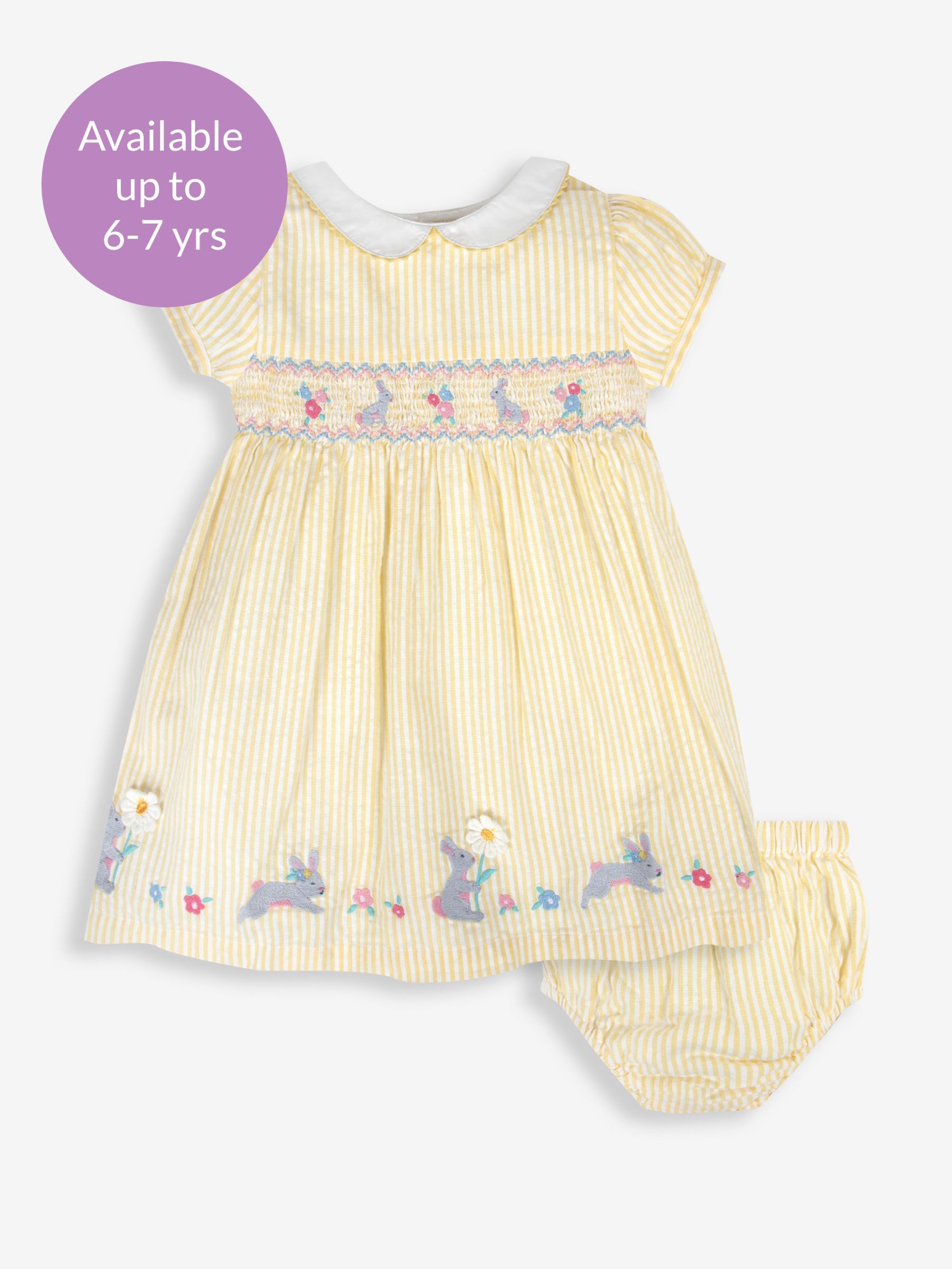 Yellow Bunny Appliqué Smocked Dress - Image 6 of 6
