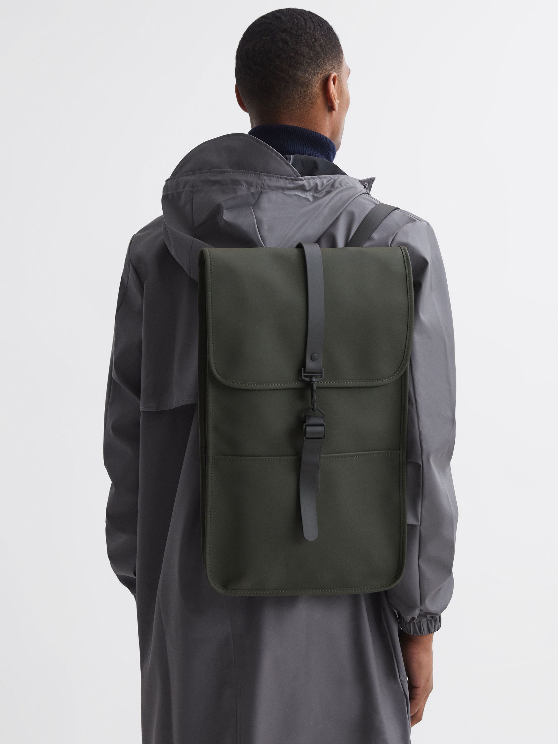 Rains Flap Backpack in Green - Image 2 of 5