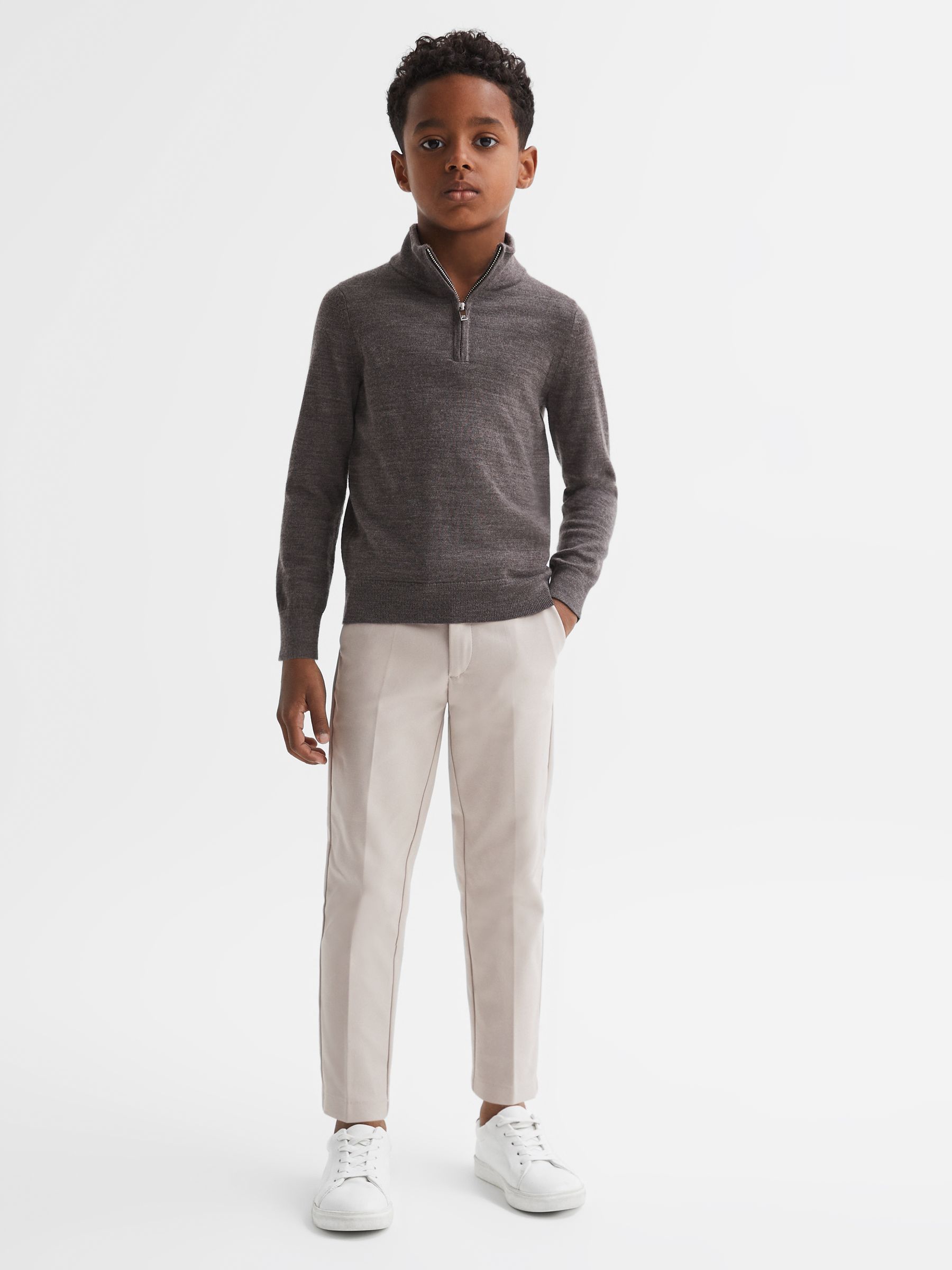 9-14 yrs Slim Fit Tapered Chinos in Stone - Image 1 of 8