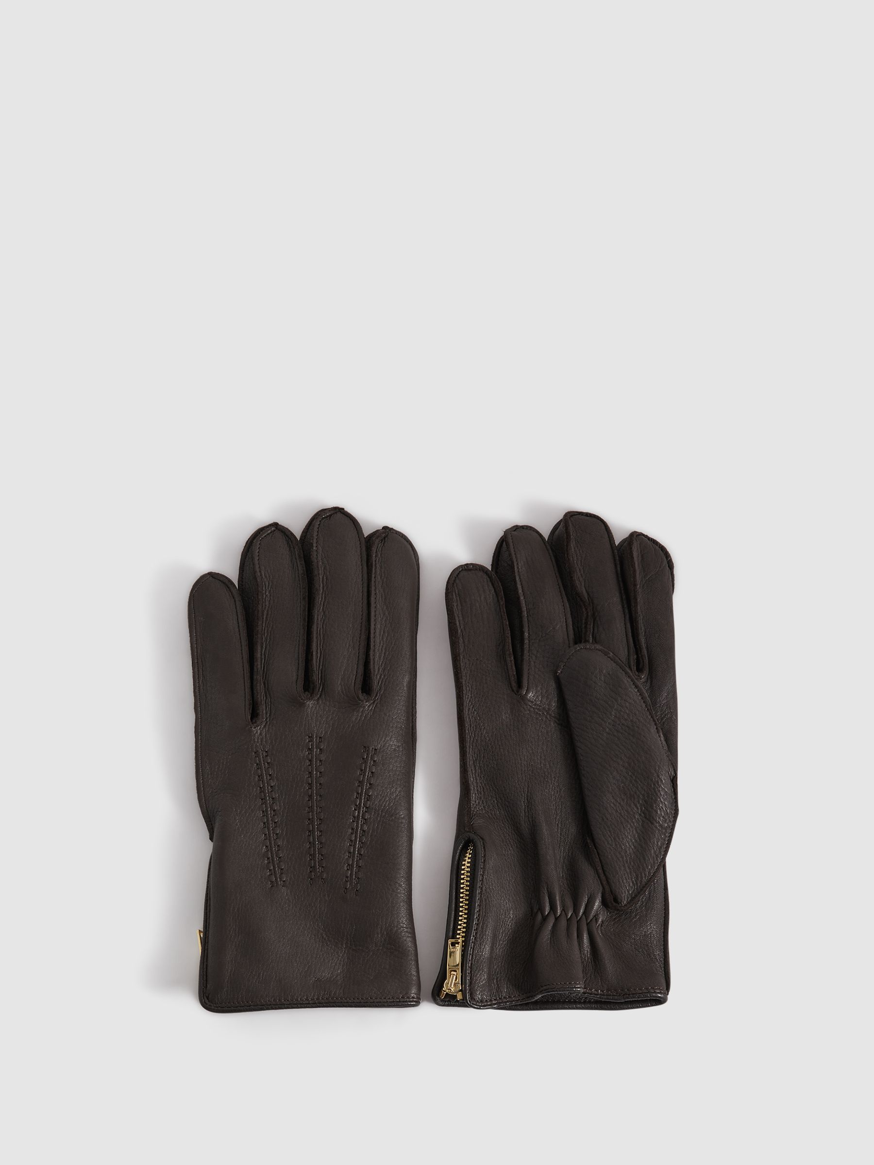 Leather Gloves in Dark Brown - Image 1 of 3
