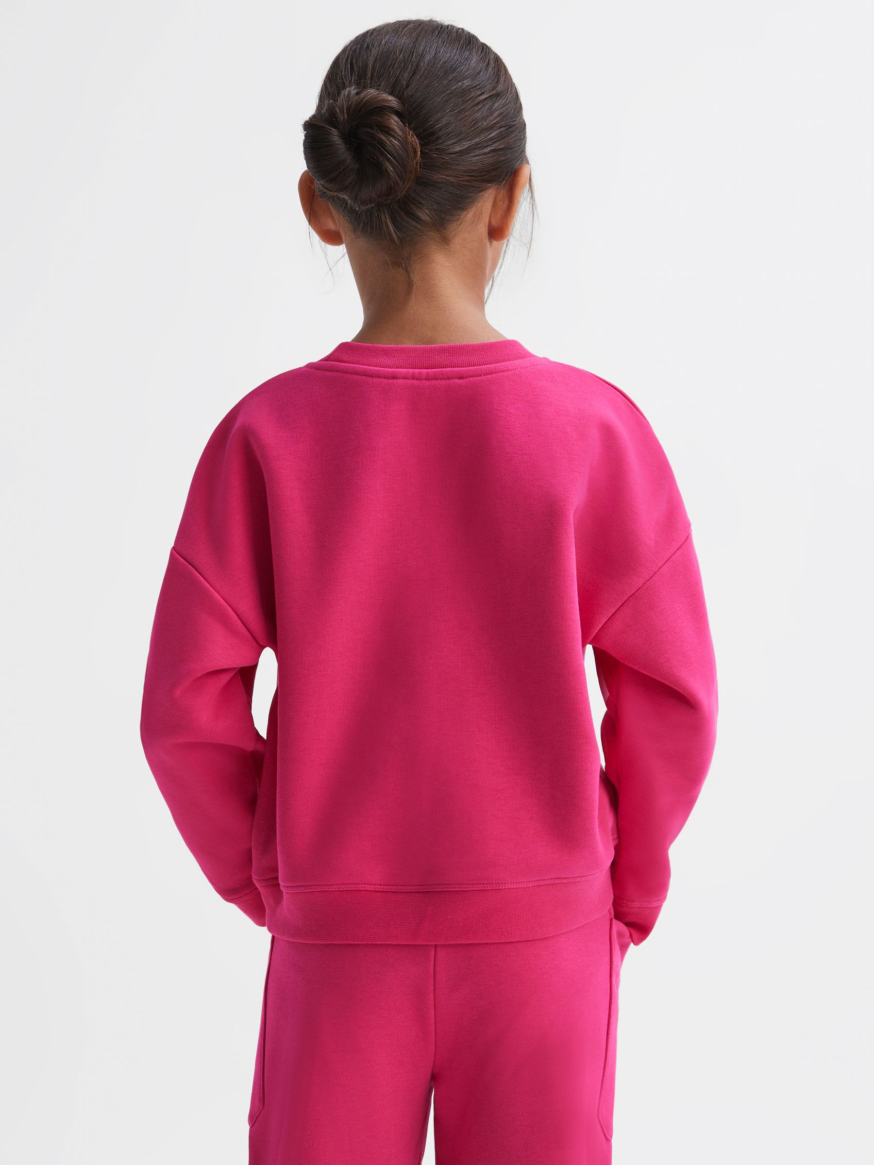 4-9 yrs Sequin Crew Neck Jumper in Bright Pink - Image 5 of 6