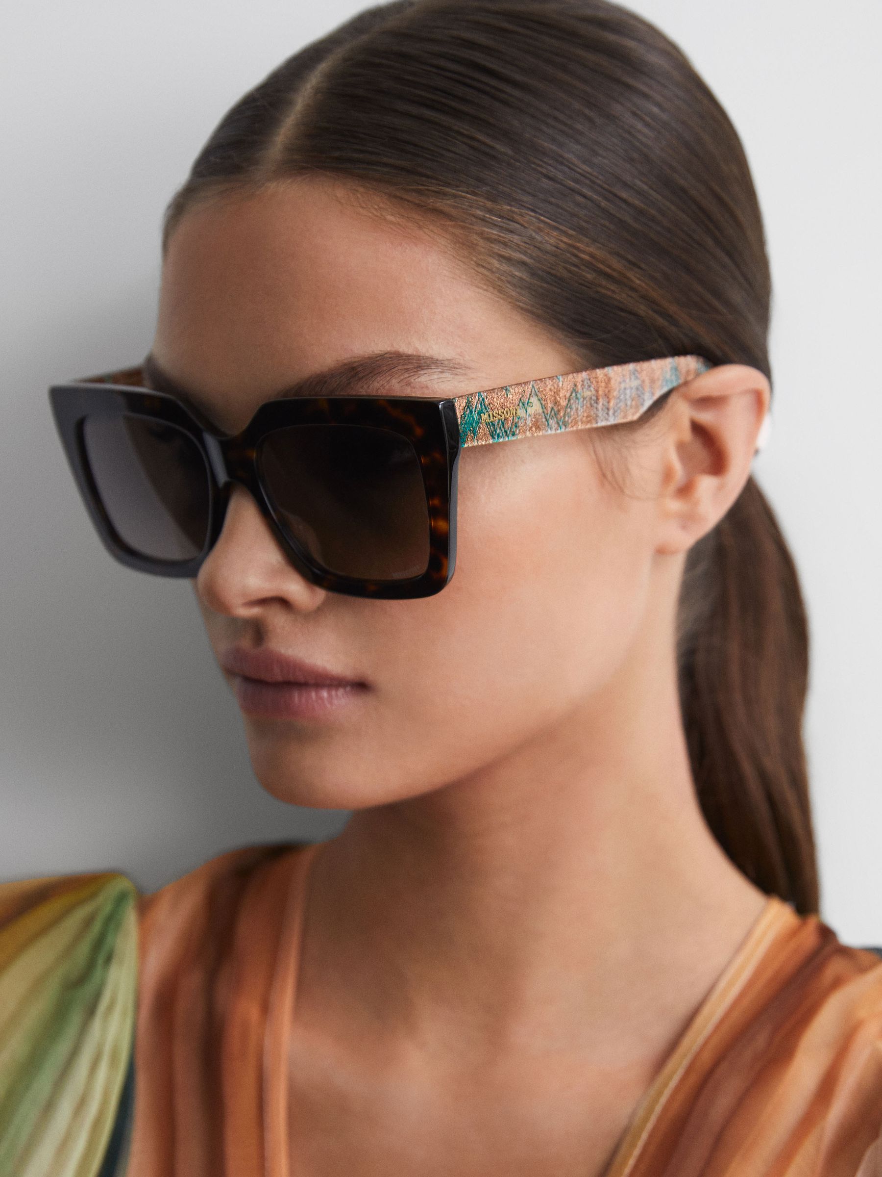 Missoni Eyewear Tortoiseshell Sunglasses in Tortoise - Image 2 of 4