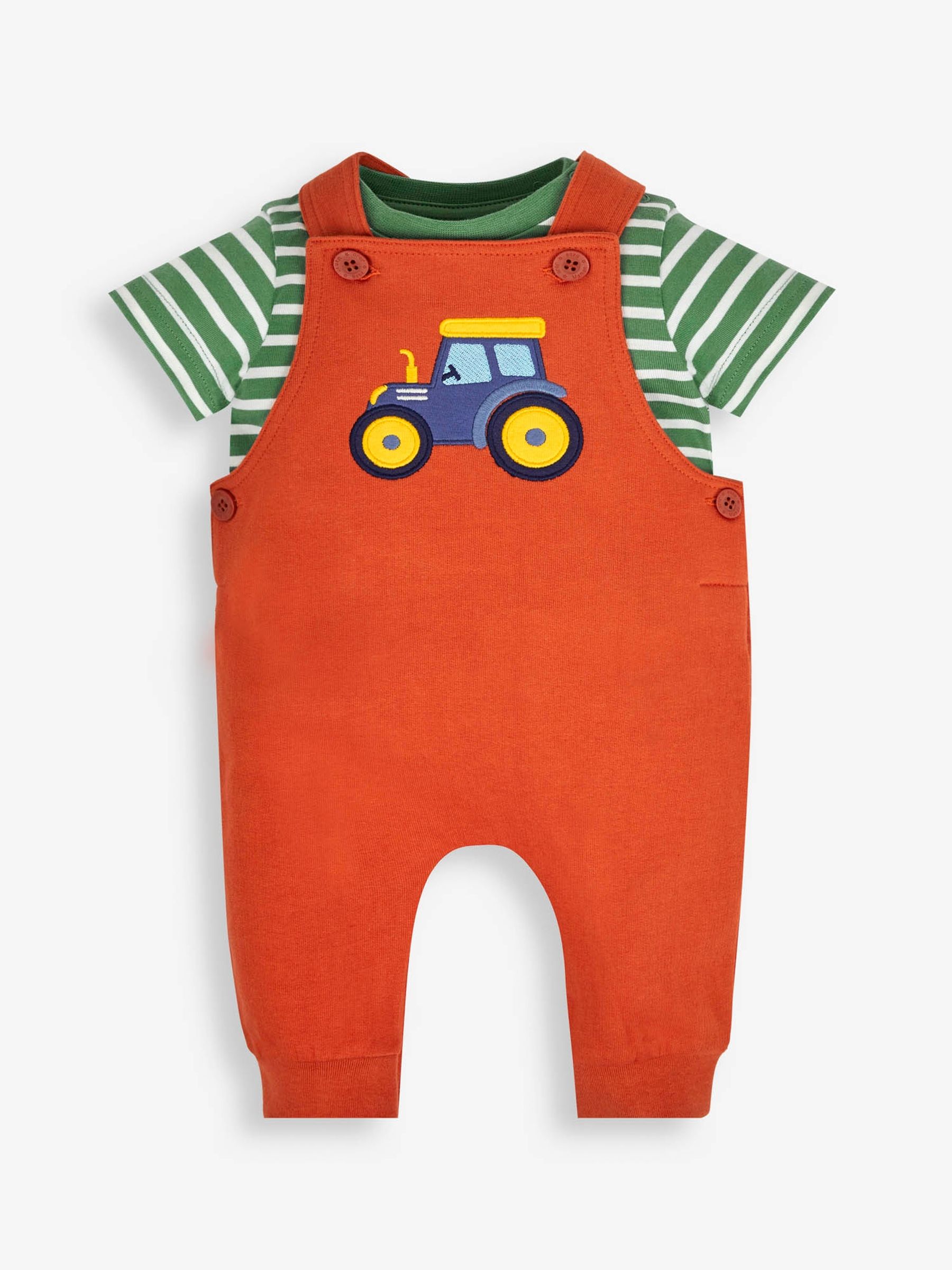 Rust 2-Piece Tractor Appliqué Dungarees & Top Set - Image 1 of 6