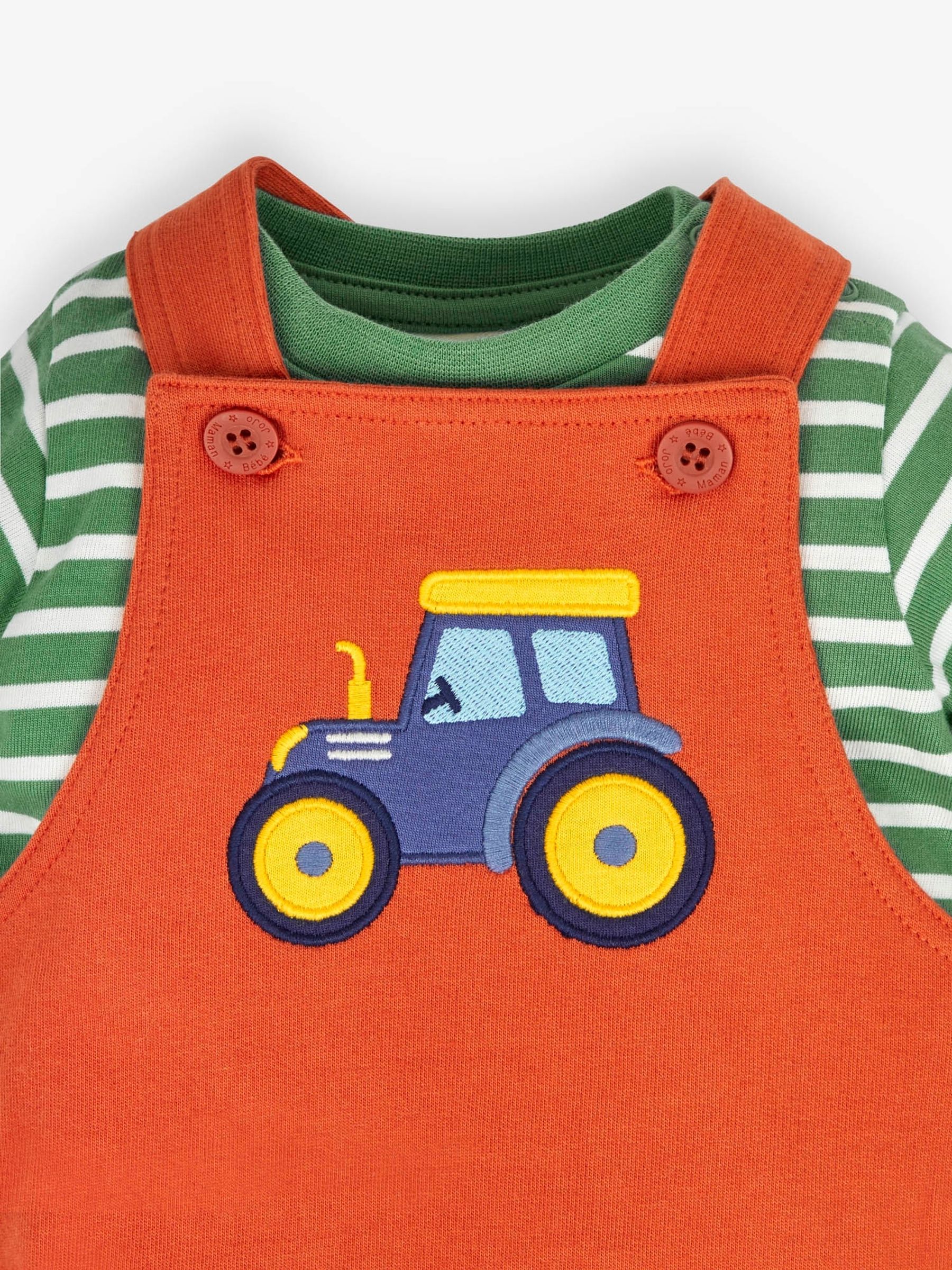 Rust 2-Piece Tractor Appliqué Dungarees & Top Set - Image 3 of 6