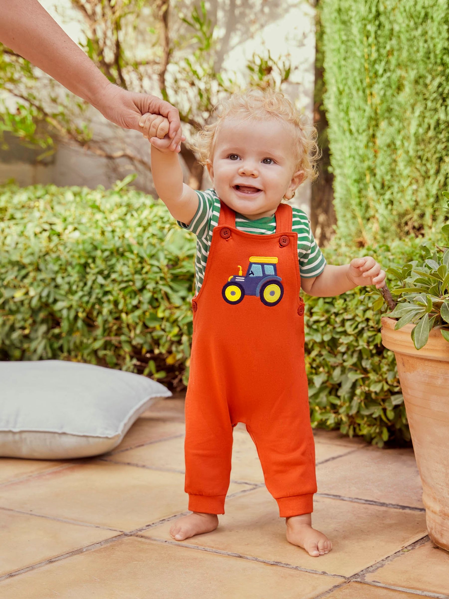 Rust 2-Piece Tractor Appliqué Dungarees & Top Set - Image 4 of 6