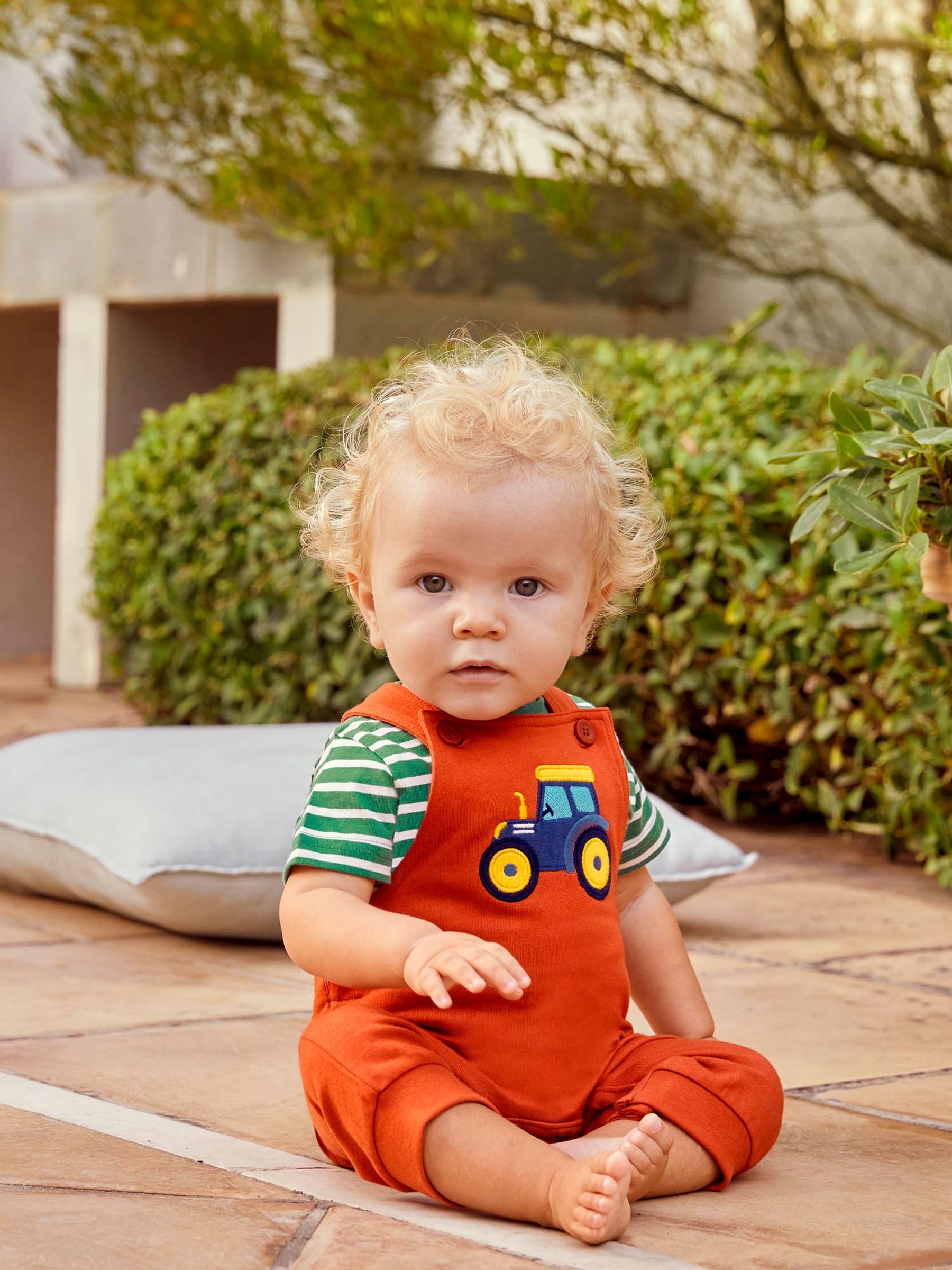 Rust 2-Piece Tractor Appliqué Dungarees & Top Set - Image 5 of 6