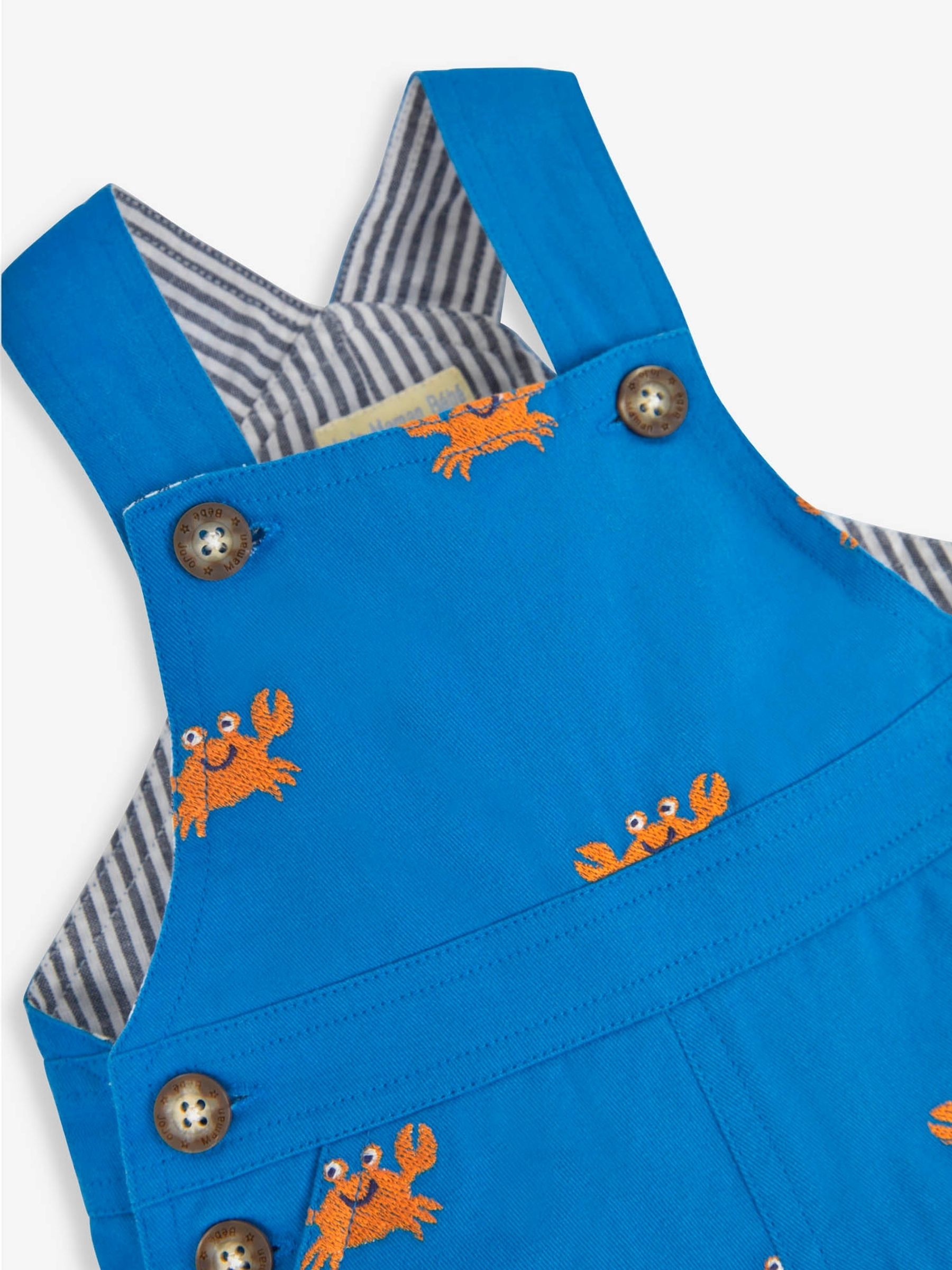 Blue Crab Embroidered Short Dungarees - Image 2 of 2