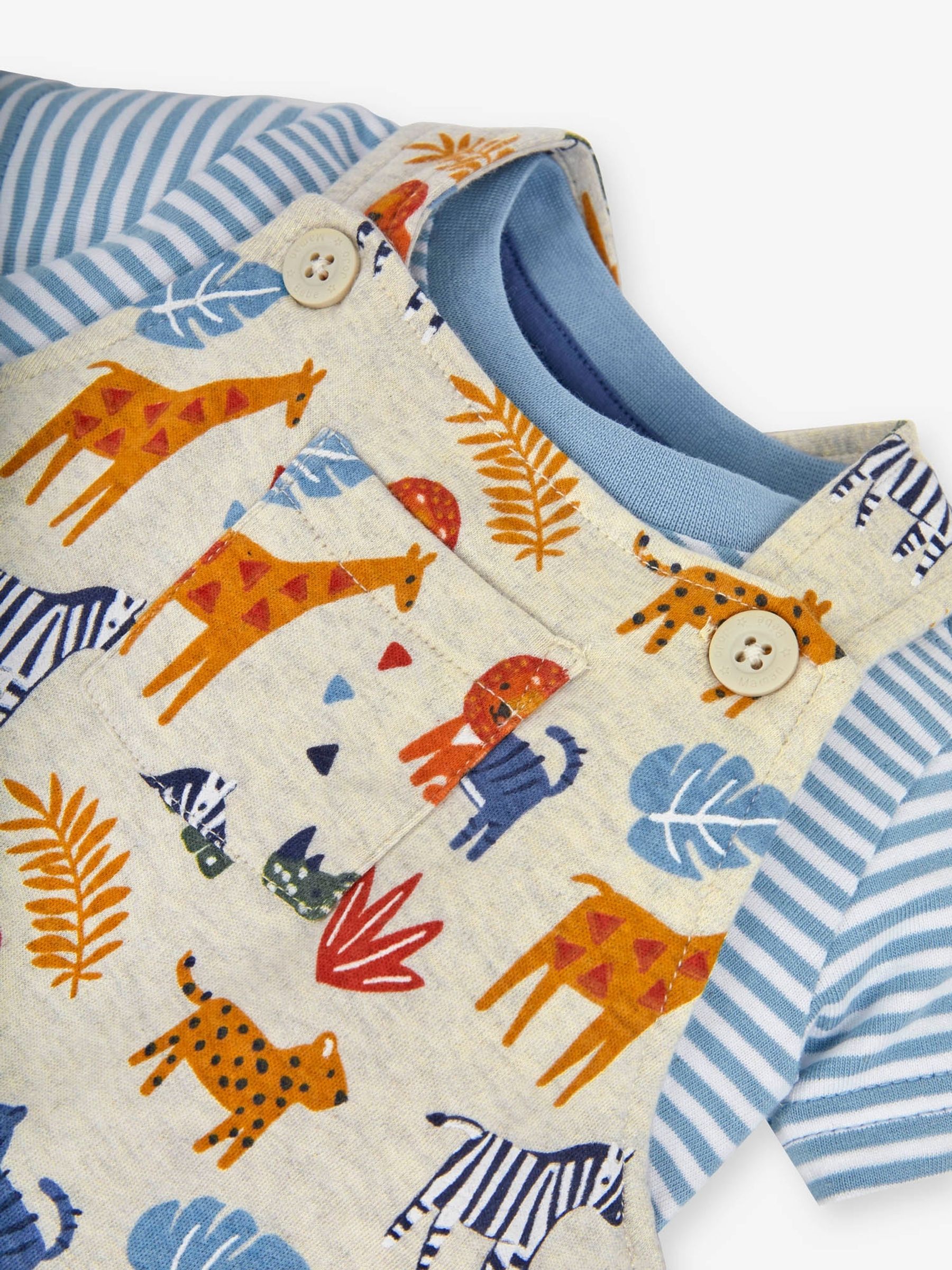 Natural 2-Piece Safari Print Short Dungarees & Top Set - Image 3 of 5
