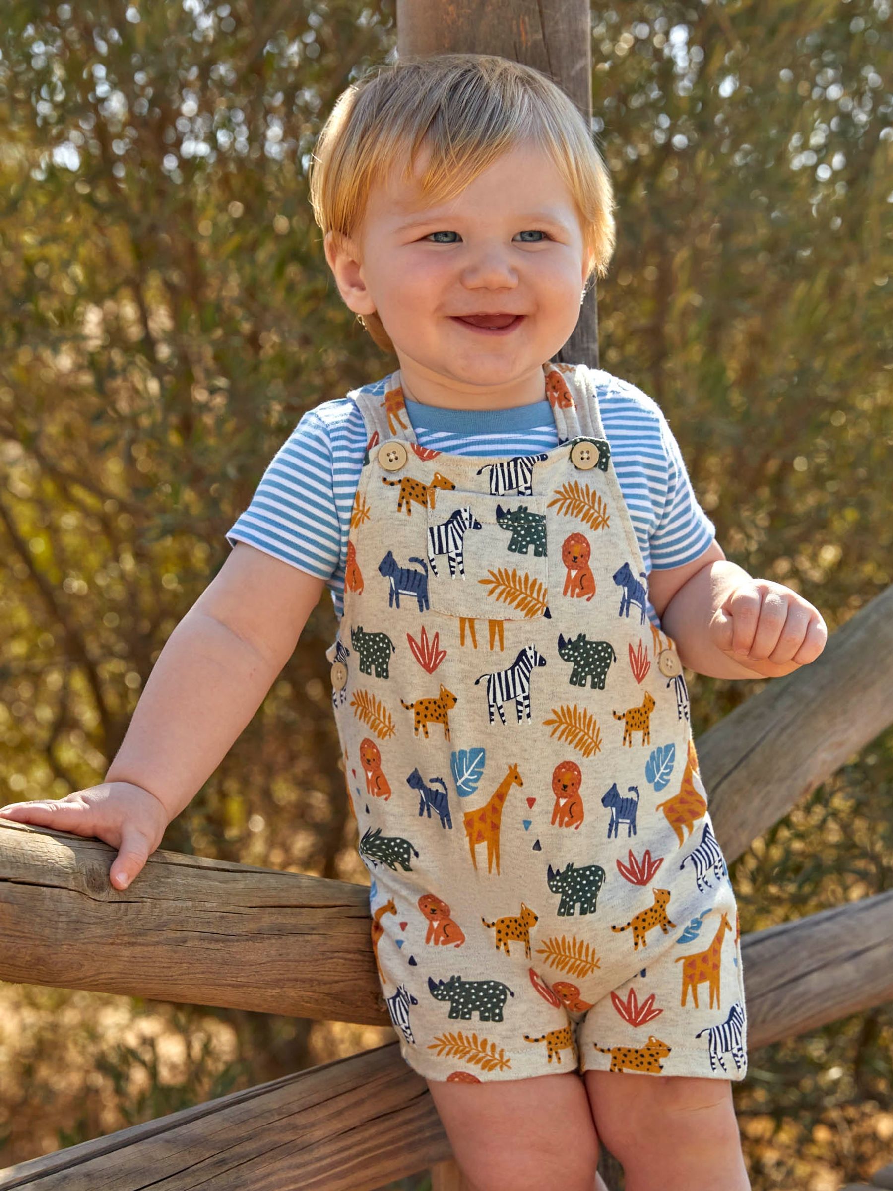 Natural 2-Piece Safari Print Short Dungarees & Top Set - Image 4 of 5