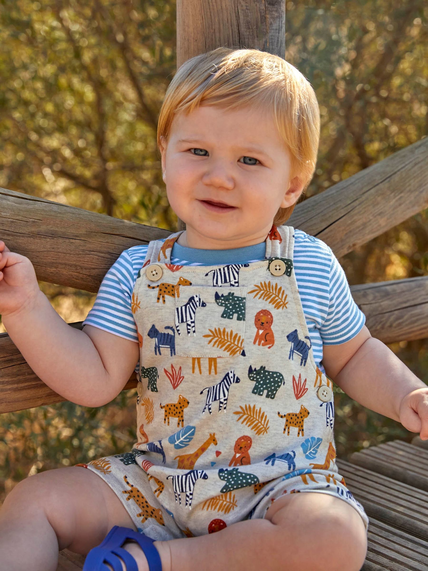 Natural 2-Piece Safari Print Short Dungarees & Top Set - Image 5 of 5