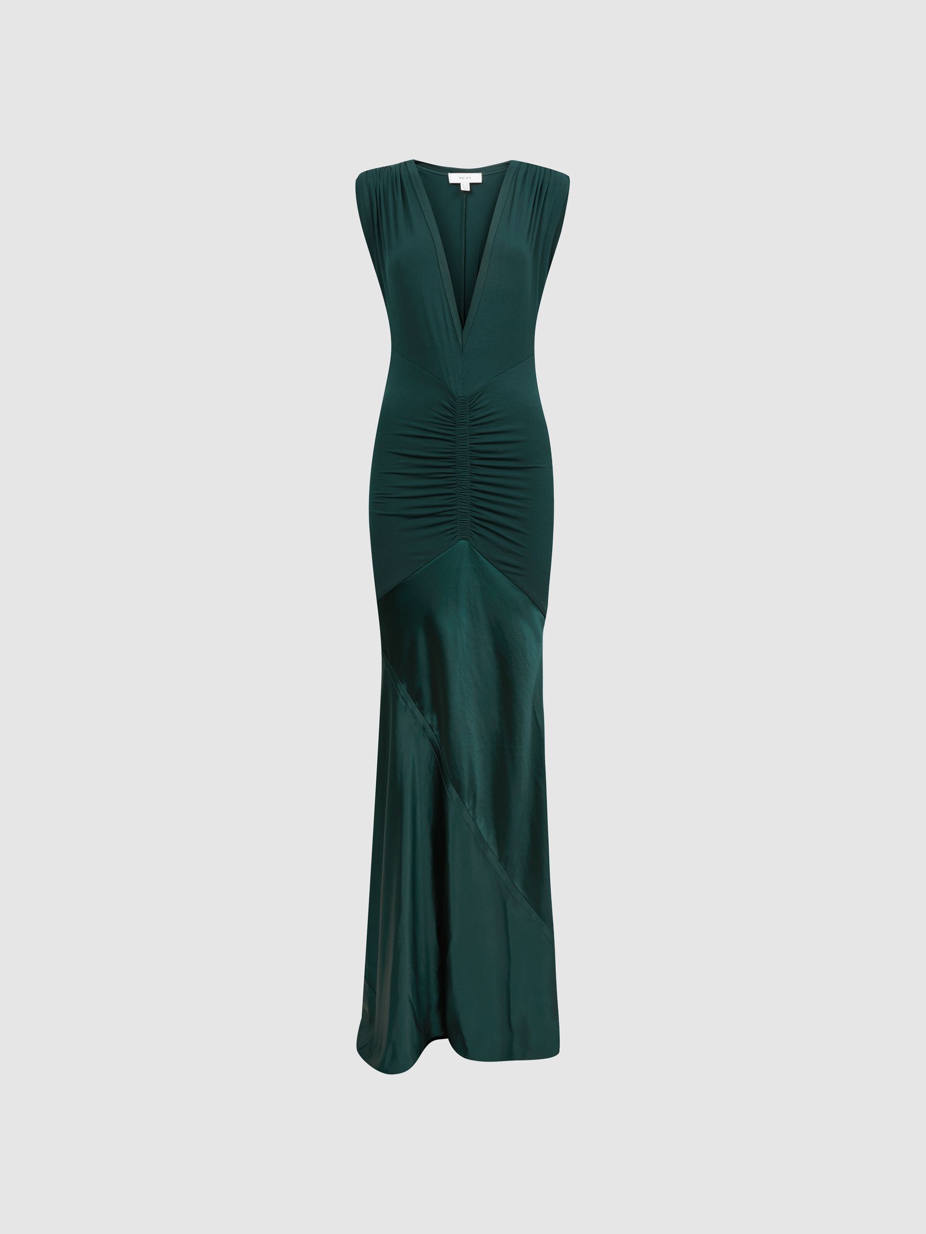 Plunge Neck Sleeveless Maxi Dress in Teal - Image 2 of 4