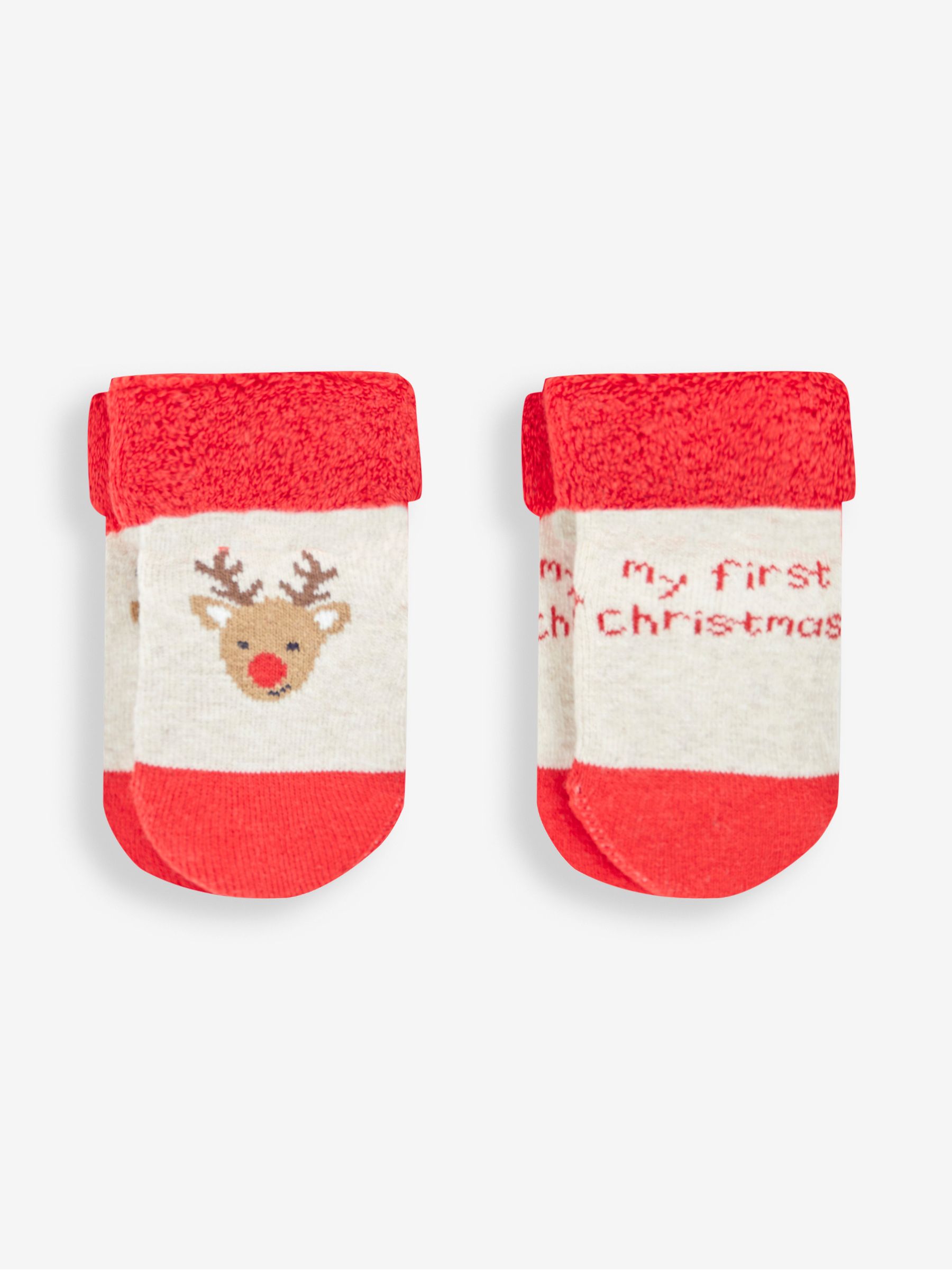 Red My First Christmas 2 Pack Baby Socks JoJo Maman Bebe