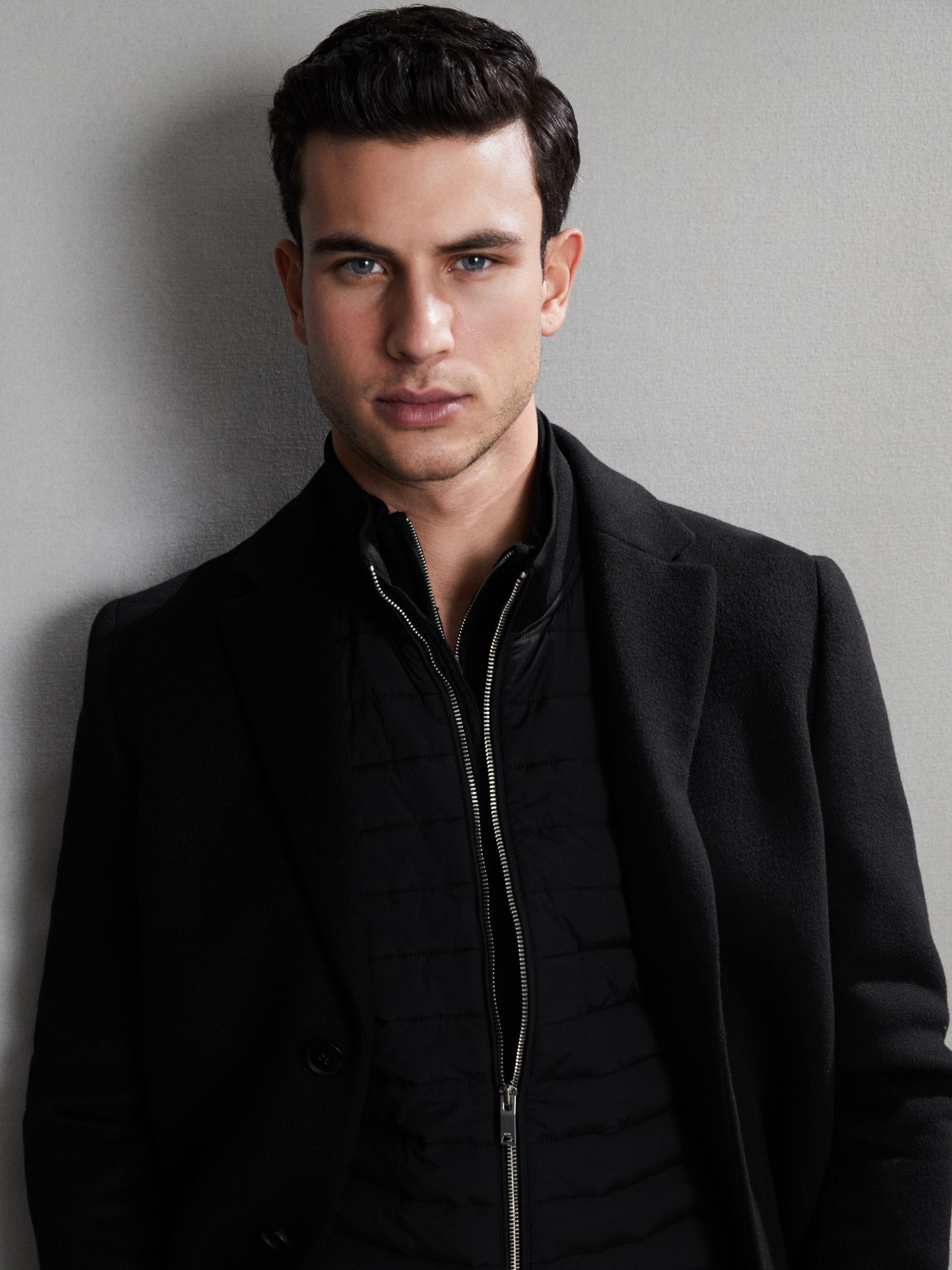 Hybrid Quilt and Knit Zip-Through Gilet in Black - Image 7 of 7