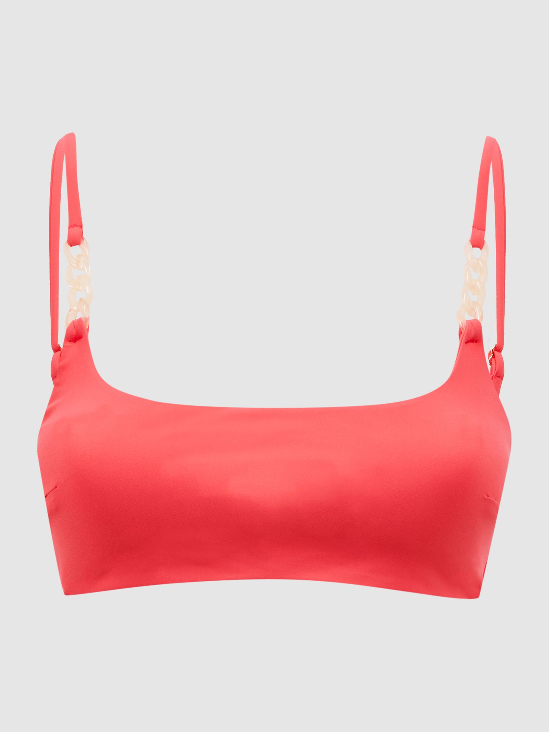 Square Neck Chain Bikini Top in Coral - Image 2 of 5