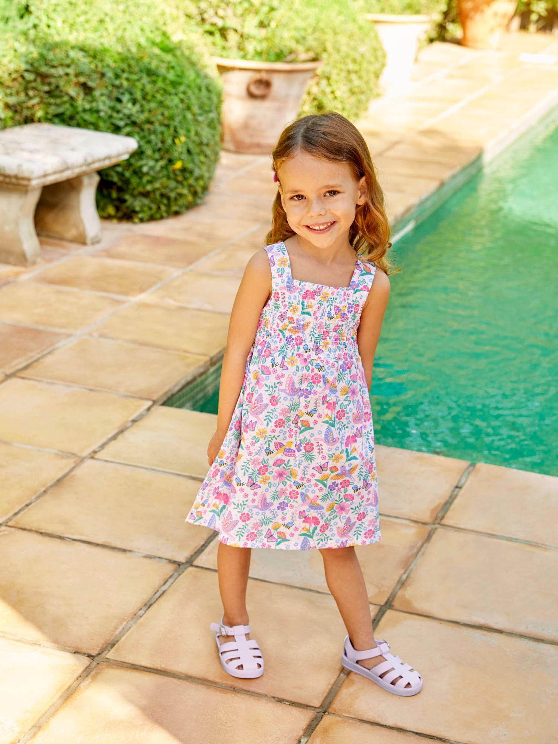 White Bird Floral Print Smocked Summer Dress - Image 2 of 4