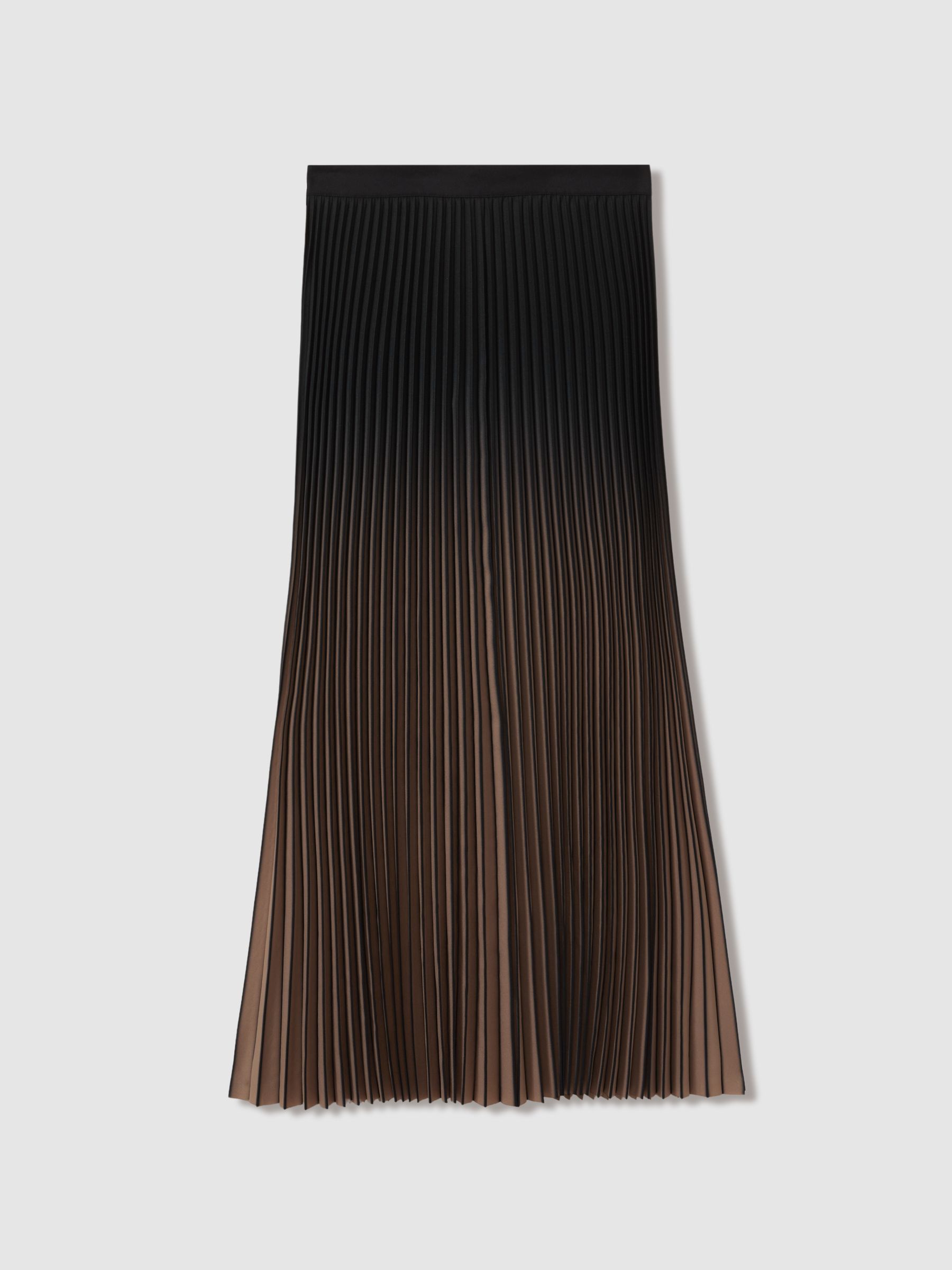 Ombre Pleated Midi Skirt in Black/Taupe - Image 2 of 6