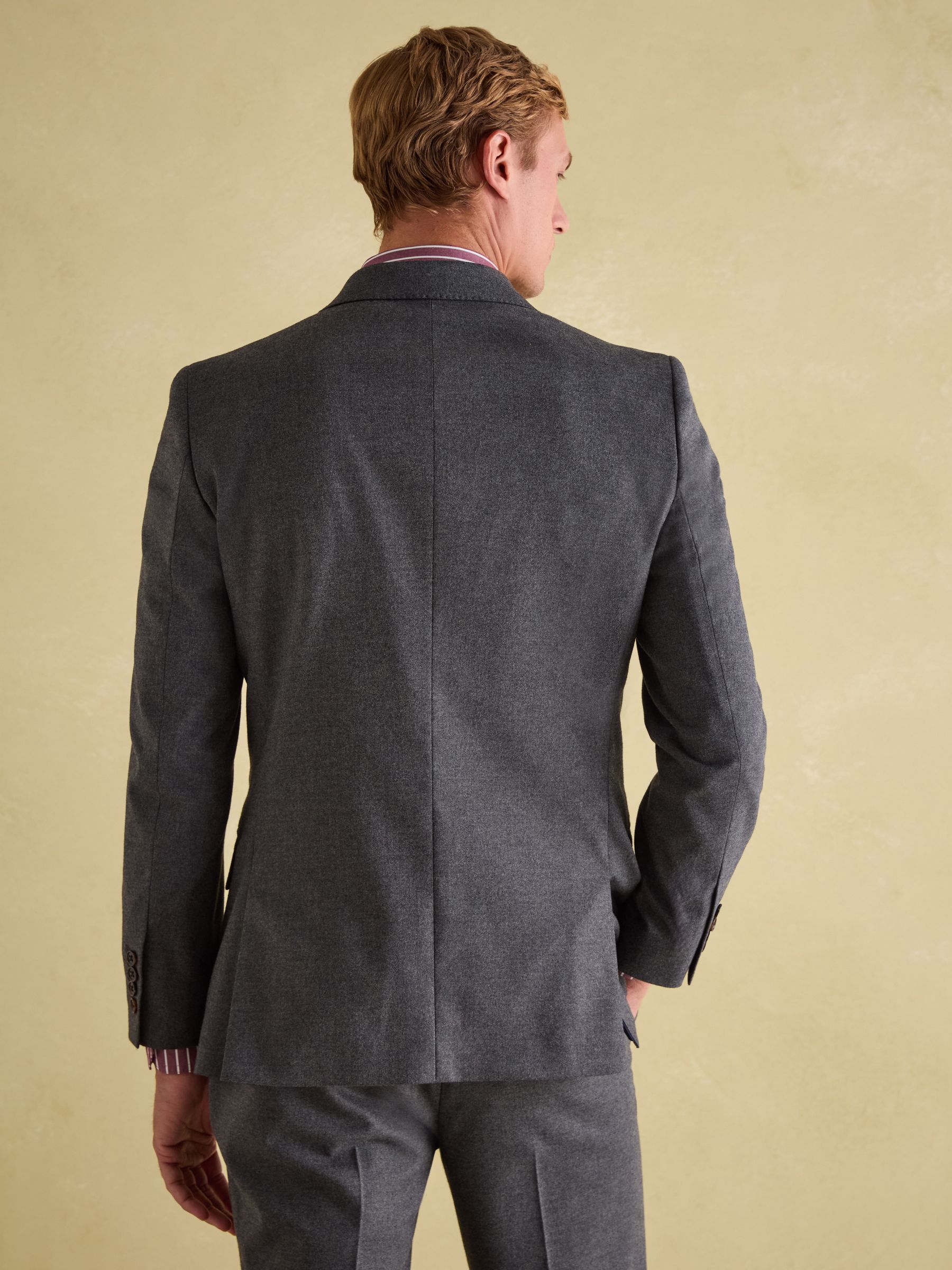 Grey Slim Fit Flannel Suit Jacket - Image 2 of 11