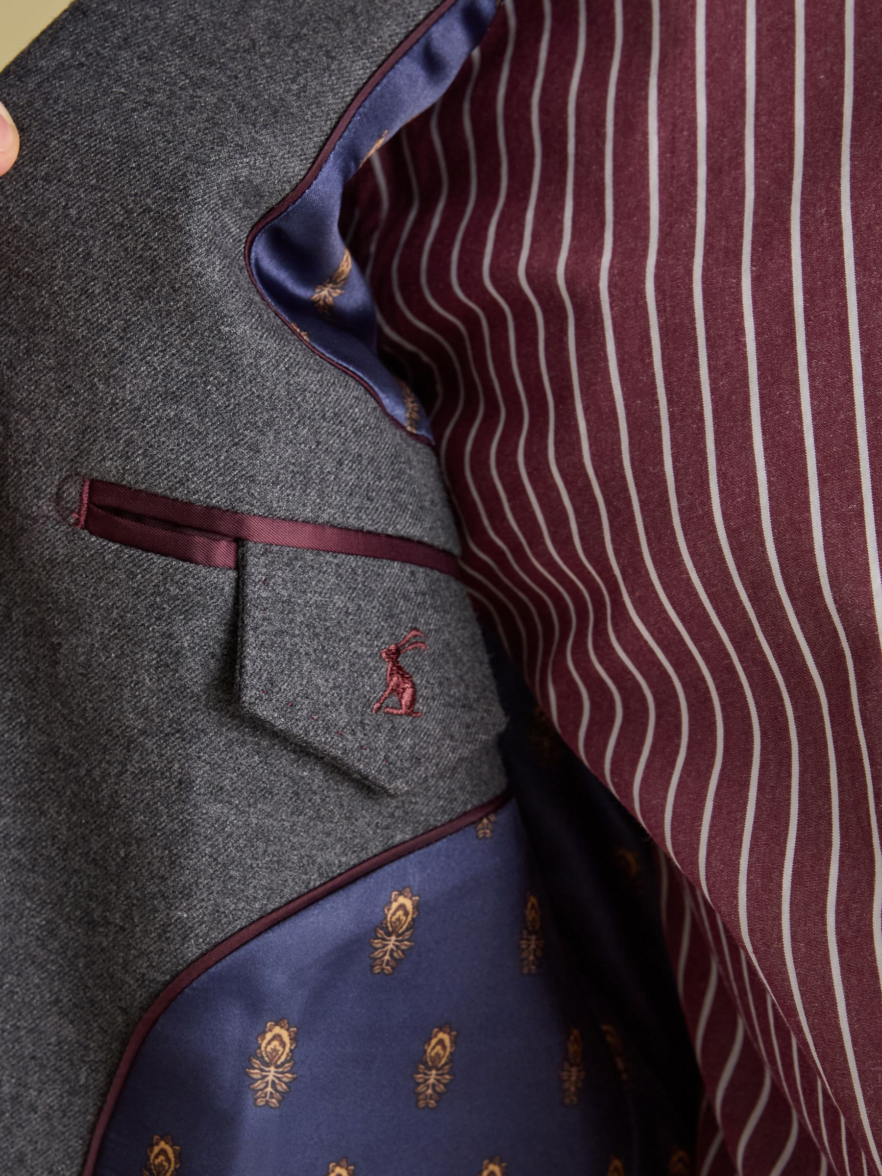 Grey Slim Fit Flannel Suit Jacket - Image 3 of 11