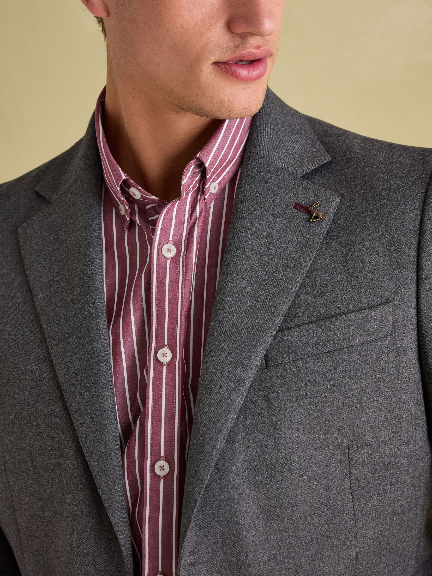 Grey Slim Fit Flannel Suit Jacket - Image 4 of 11