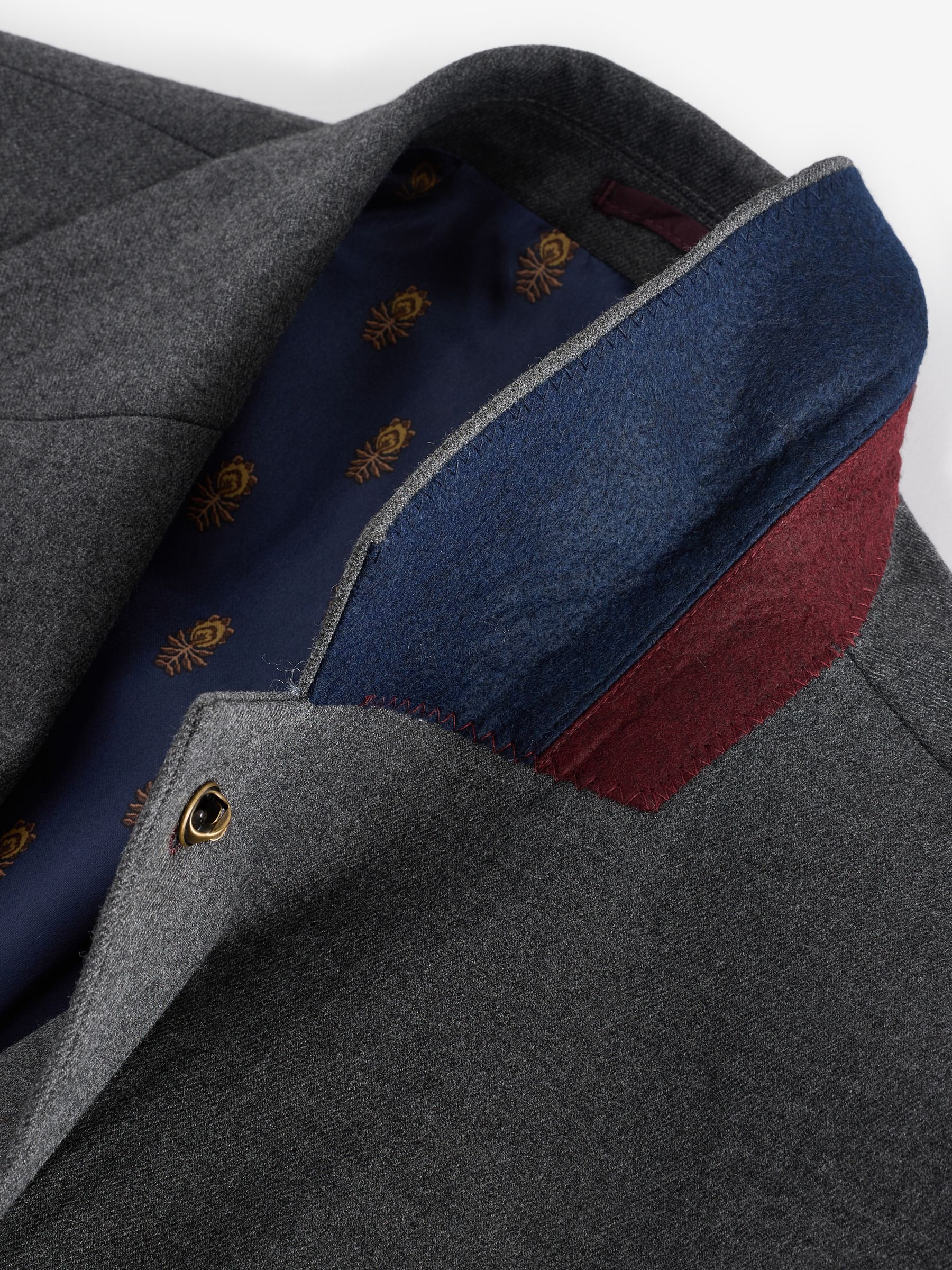 Grey Slim Fit Flannel Suit Jacket - Image 8 of 11