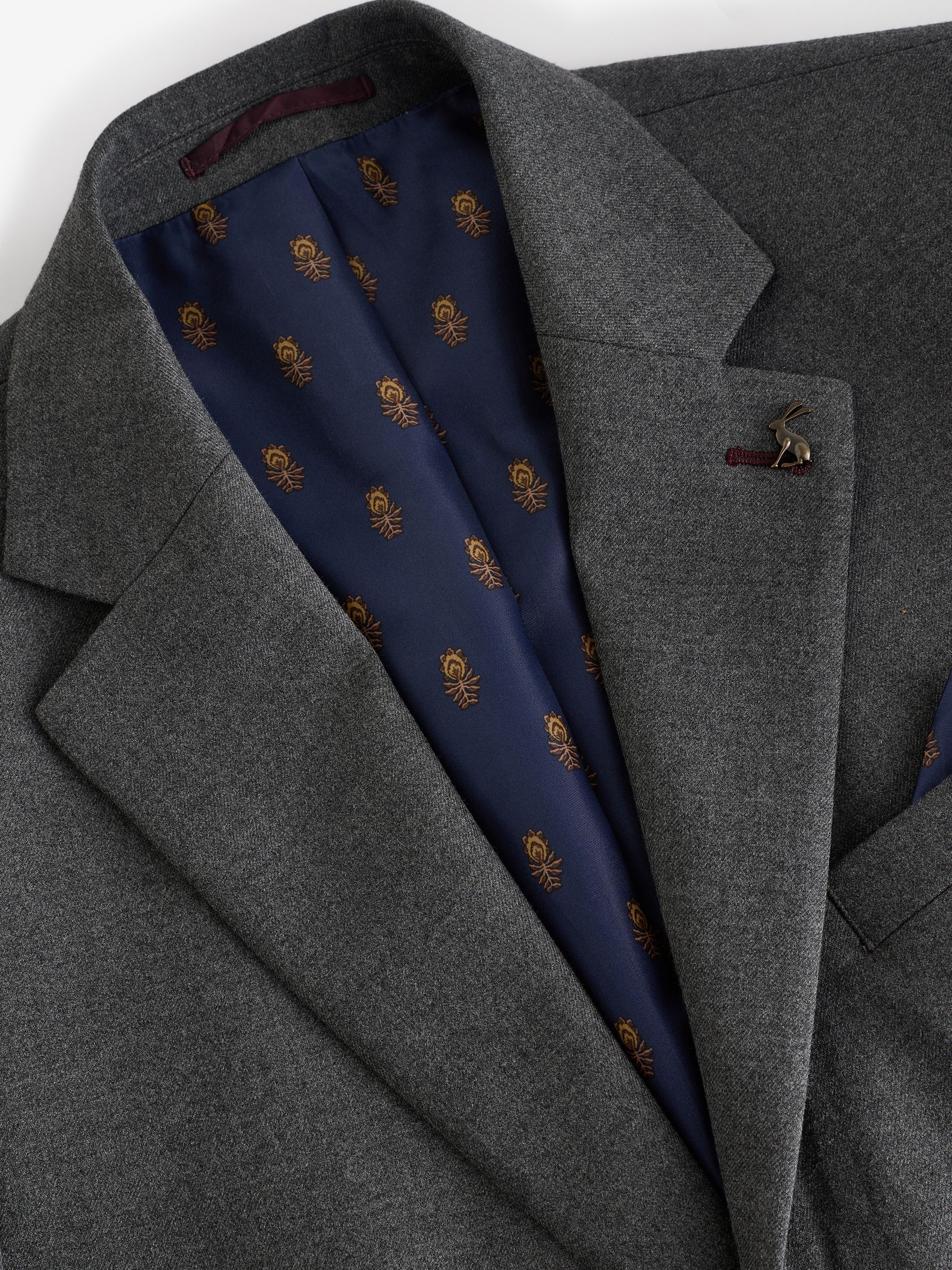 Grey Slim Fit Flannel Suit Jacket - Image 9 of 11