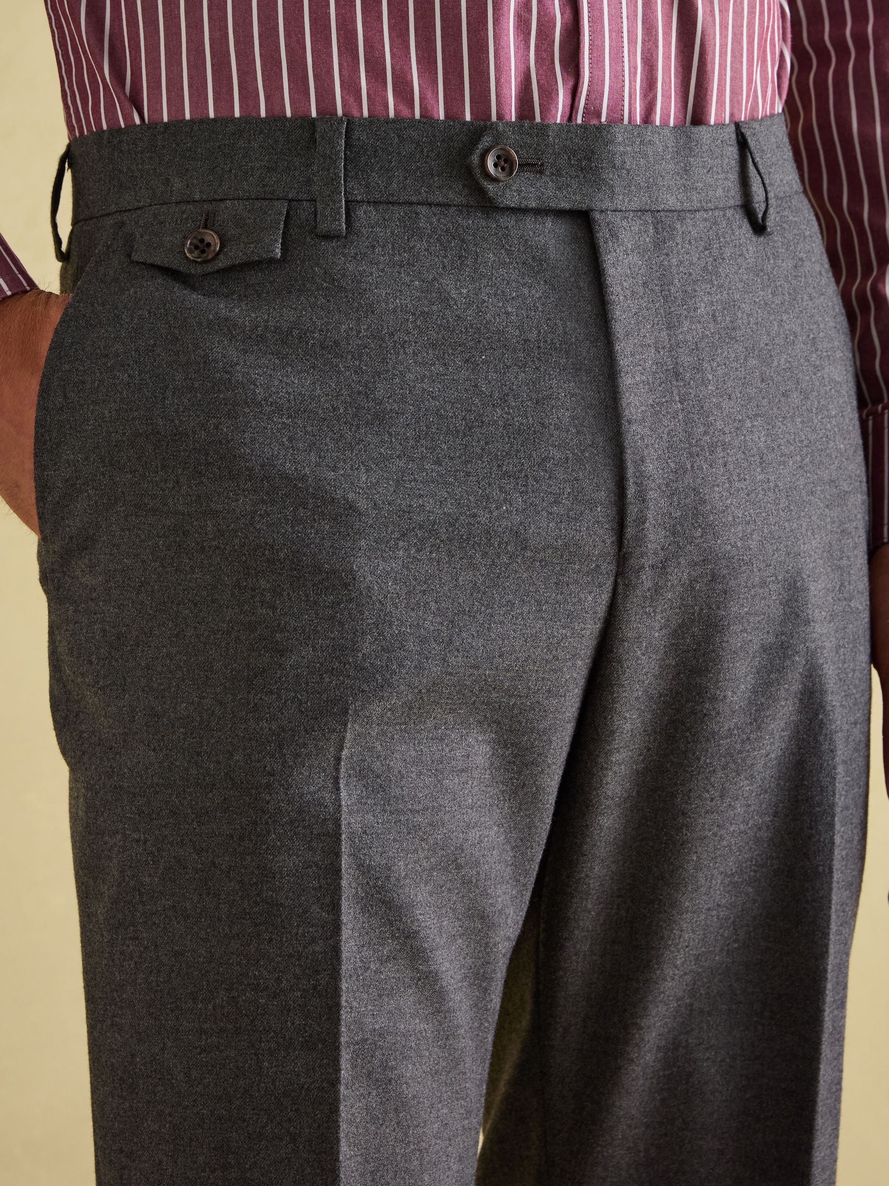 Grey Slim Fit Flannel Suit Trousers - Image 3 of 10