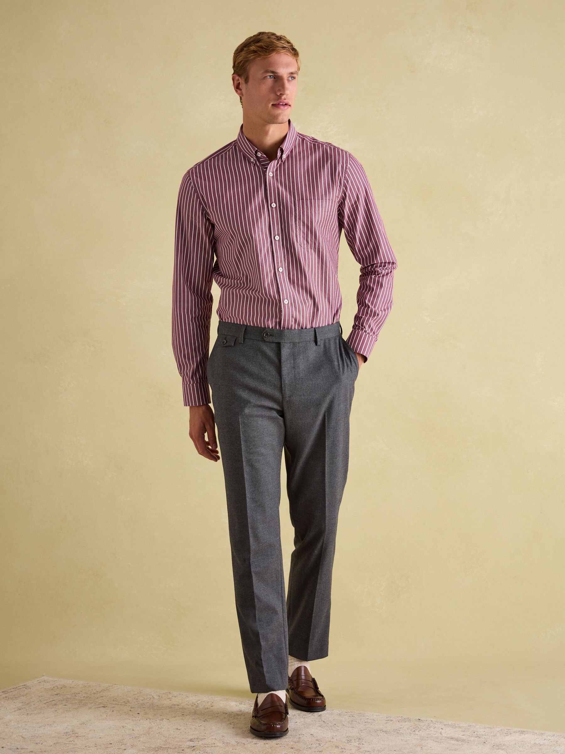 Grey Slim Fit Flannel Suit Trousers - Image 4 of 10