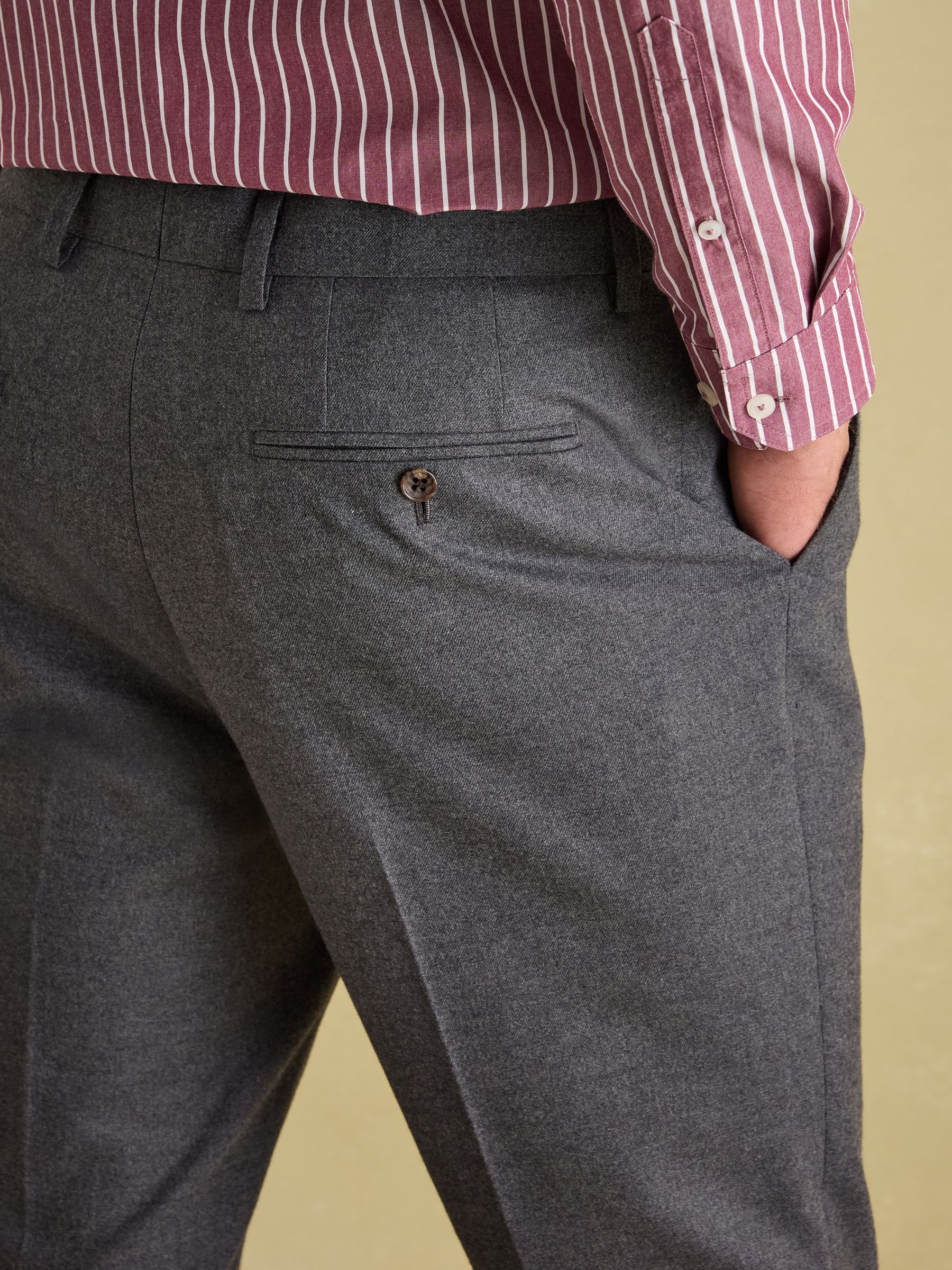 Grey Slim Fit Flannel Suit Trousers - Image 5 of 10