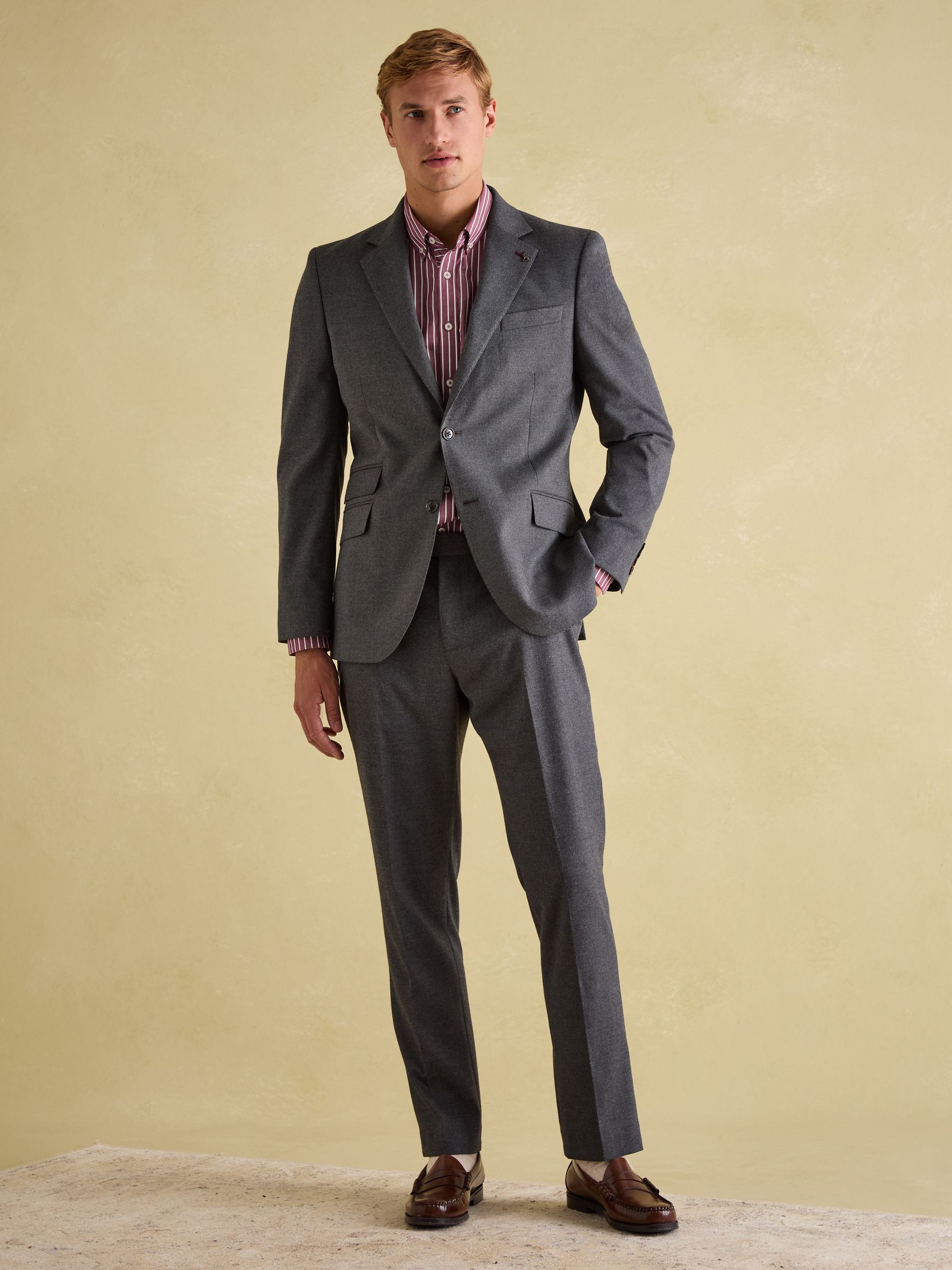 Grey Slim Fit Flannel Suit Trousers - Image 6 of 10