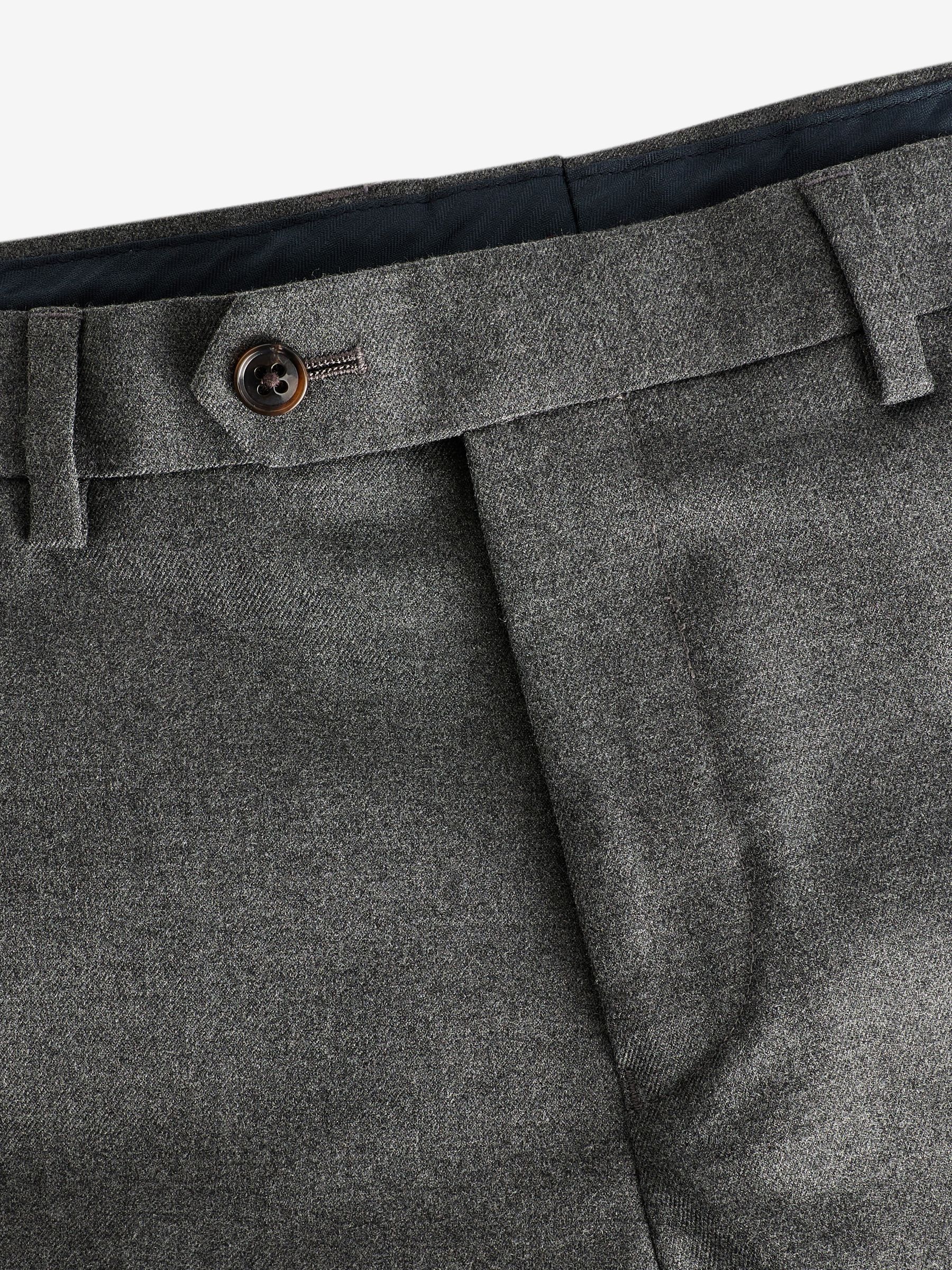 Grey Slim Fit Flannel Suit Trousers - Image 8 of 10