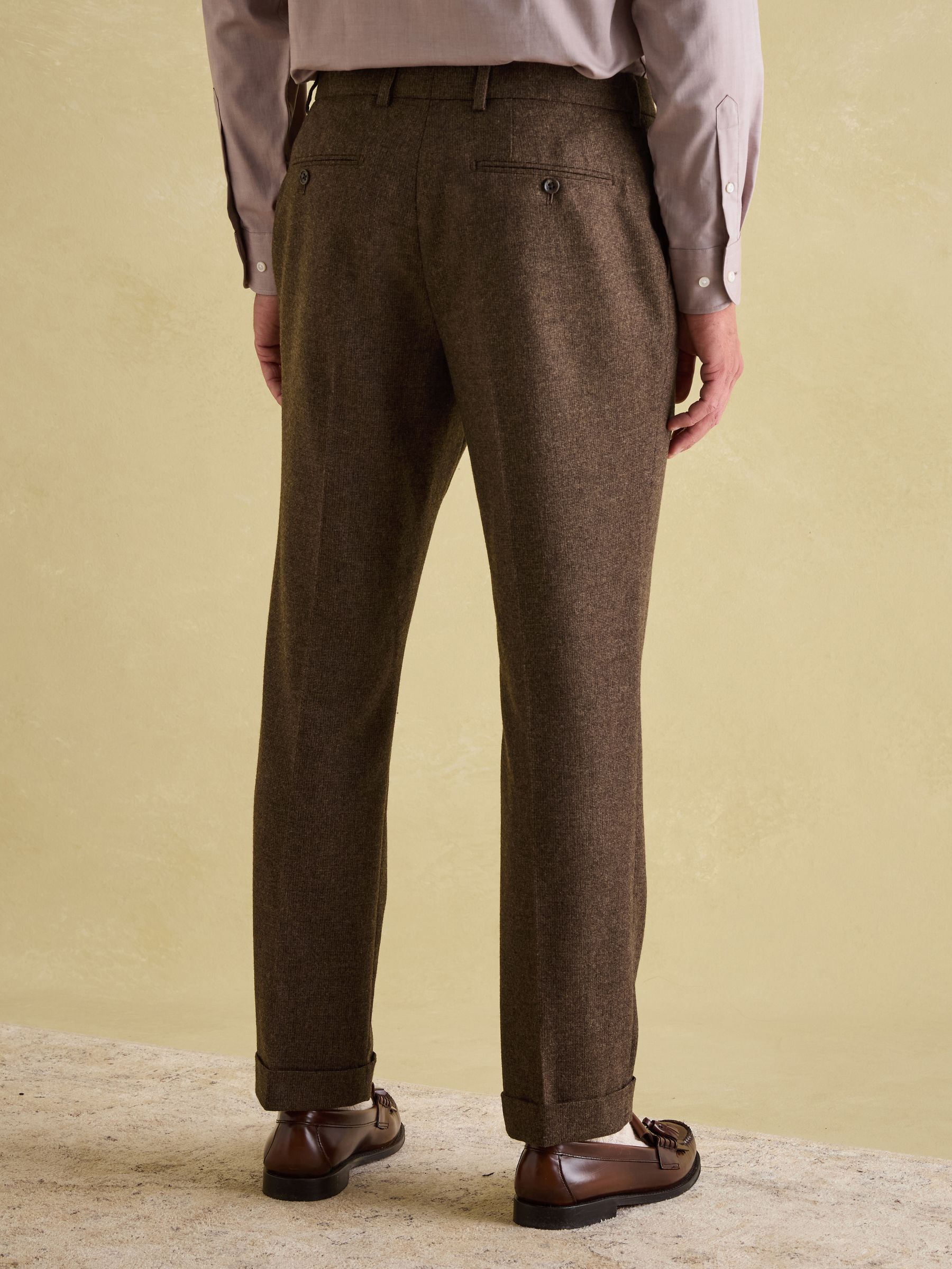 Brown Slim Fit Texture Suit Trousers - Image 2 of 10