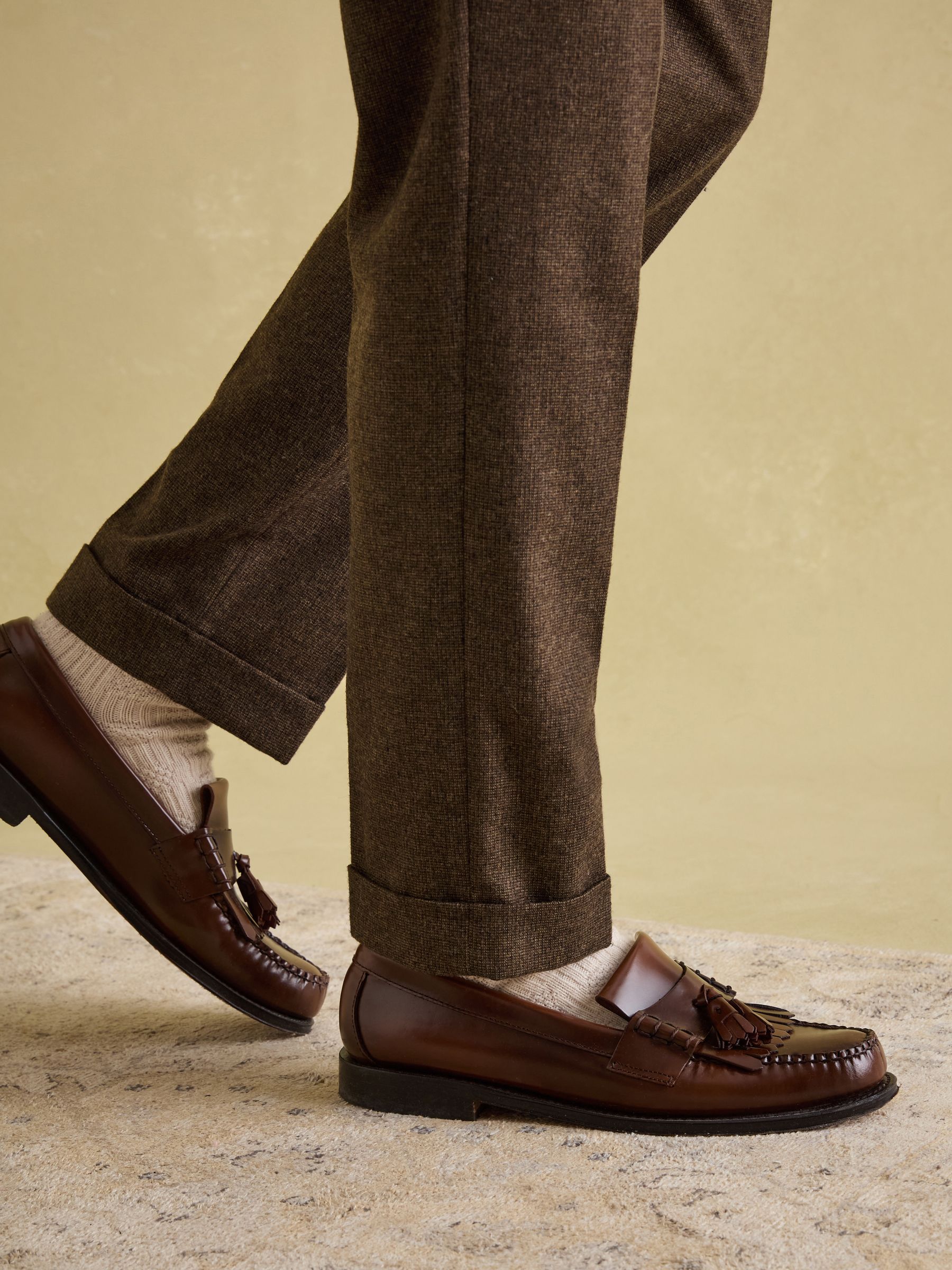 Brown Slim Fit Texture Suit Trousers - Image 3 of 10