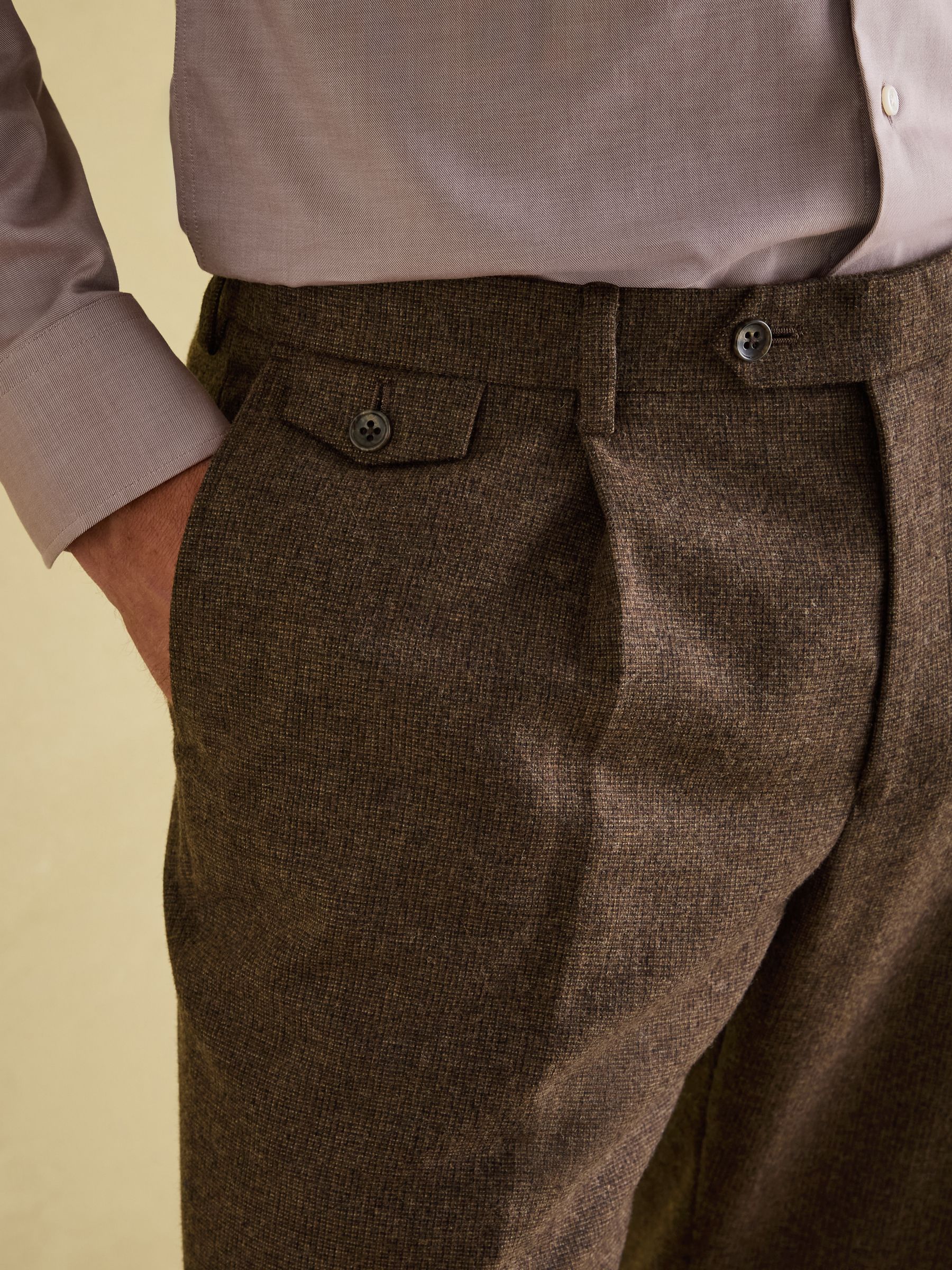 Brown Slim Fit Texture Suit Trousers - Image 5 of 10